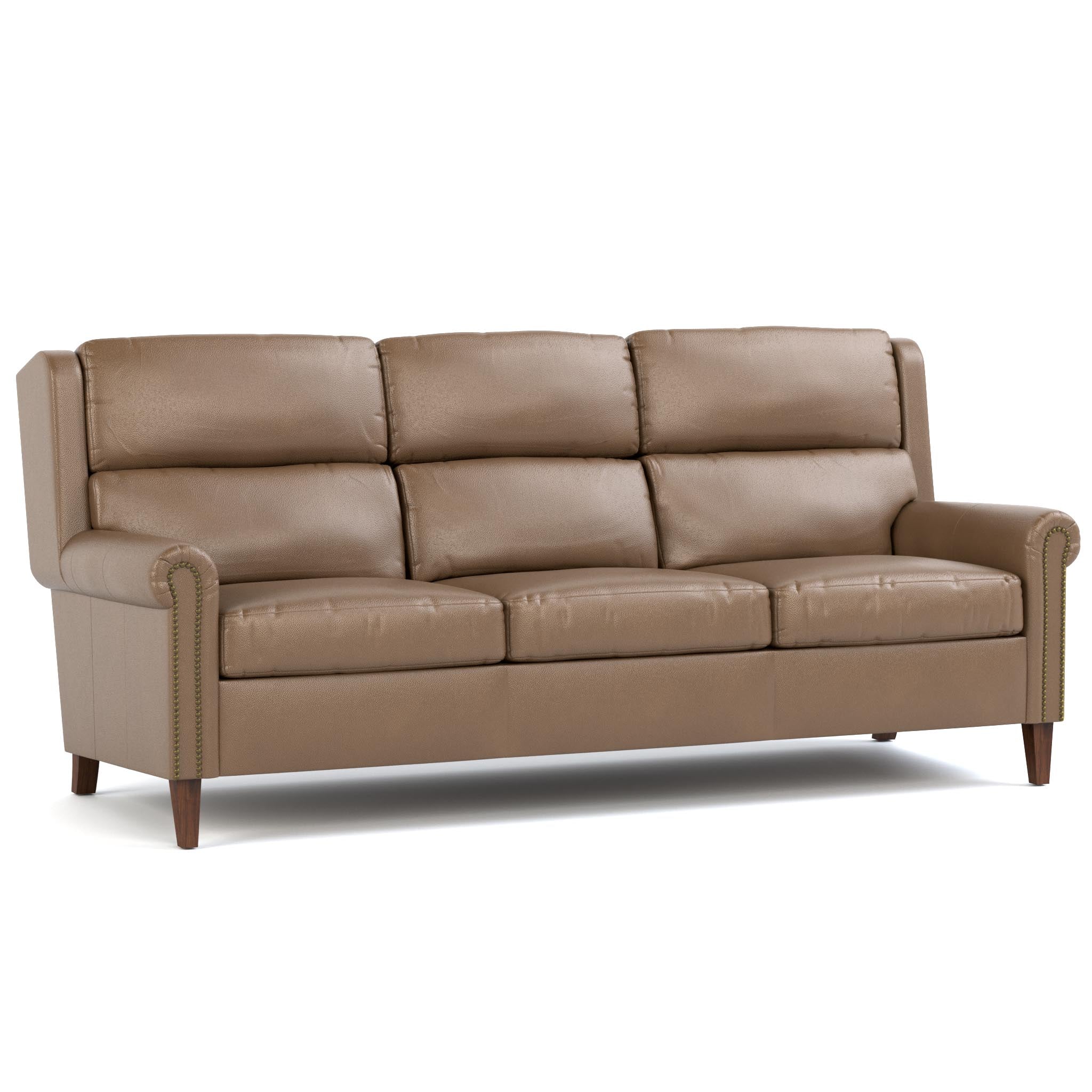 Woodlands Small Roll Arm Sofa with Nails - Elegant Tufted Accent Couch for Living Room, Bedroom, or Office | Comfortable Upholstered Furniture for Home Decor