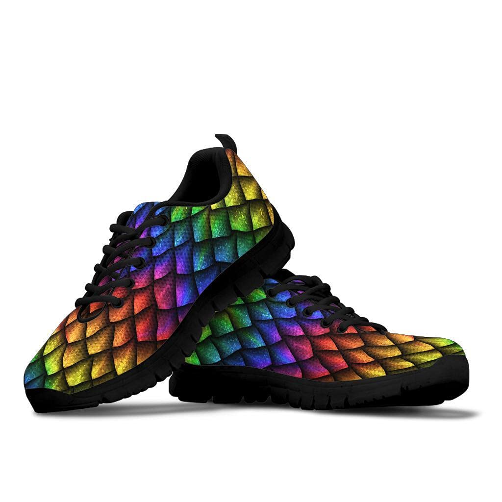 Dragon Scale Lightweight Running Shoes for Women Men Kids - Colorful Athletic Tennis Sneakers for Walking, Sports & Fashion - Black Size 7 - Perfect Gift for Friends & Family - Ideal for Gym, Jogging & Casual Wear