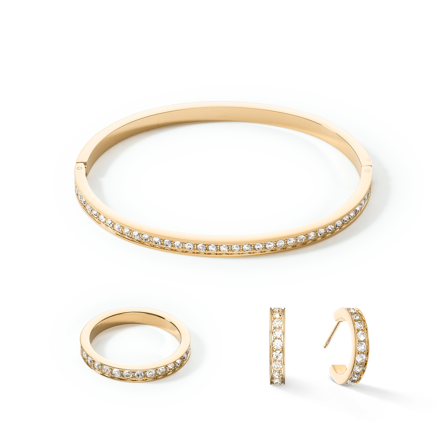 Stainless Steel Crystal Ring - Elegant Slim Gold Plated Ring with Sparkling Crystals for Women | Perfect for Weddings, Parties & Everyday Wear