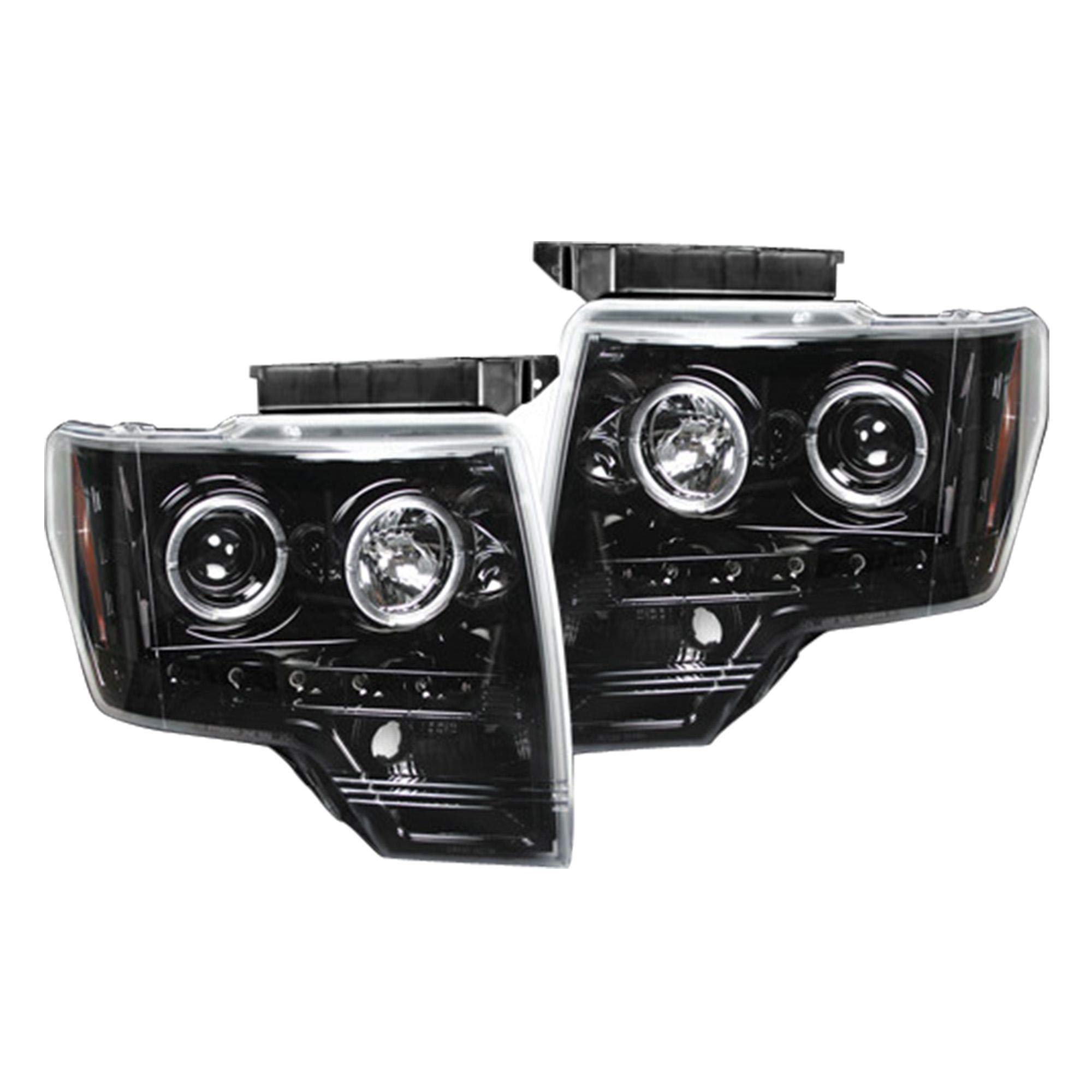 Ford F150 RAPTOR 09-14 Projector Headlights with CCFL Halos & DRL - Smoked Black for Off-Road & Night Driving