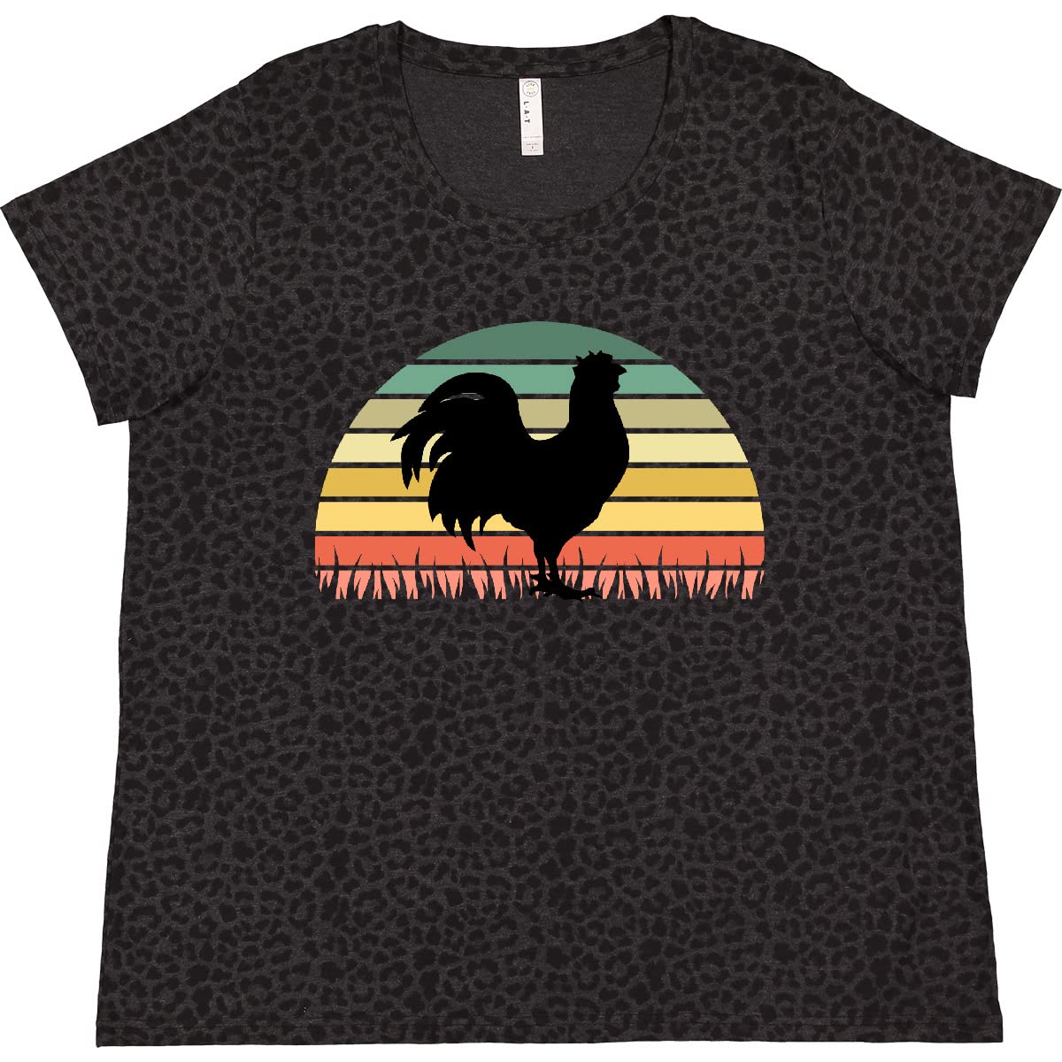Inktastic Vintage Chicken Farmer Retro Sunset Rooster Graphic Women's Plus Size T-Shirt - Comfortable Casual Tee for Farm Lovers, Country Style & Everyday Wear