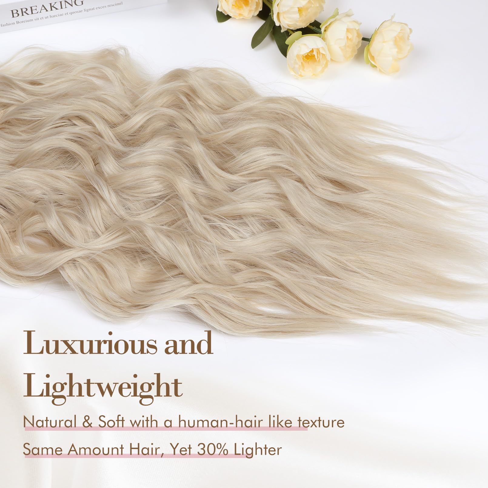 4PCS Clip-in Synthetic Hair Extensions - Long & Thick Hair Extensions for Women - Perfect for Parties, Weddings & Everyday Styling