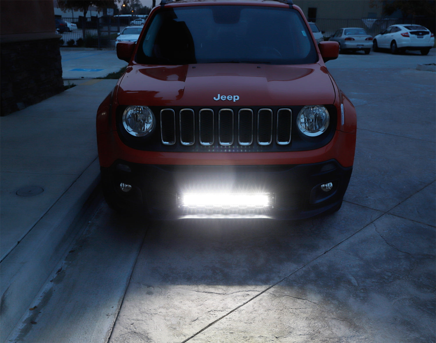 120W LED Light Bar with Behind Grille Mounts & Wiring Kit - Compatible with 2015+ Jeep Renegade - Off-Road, Camping, Night Driving & Emergency Lighting