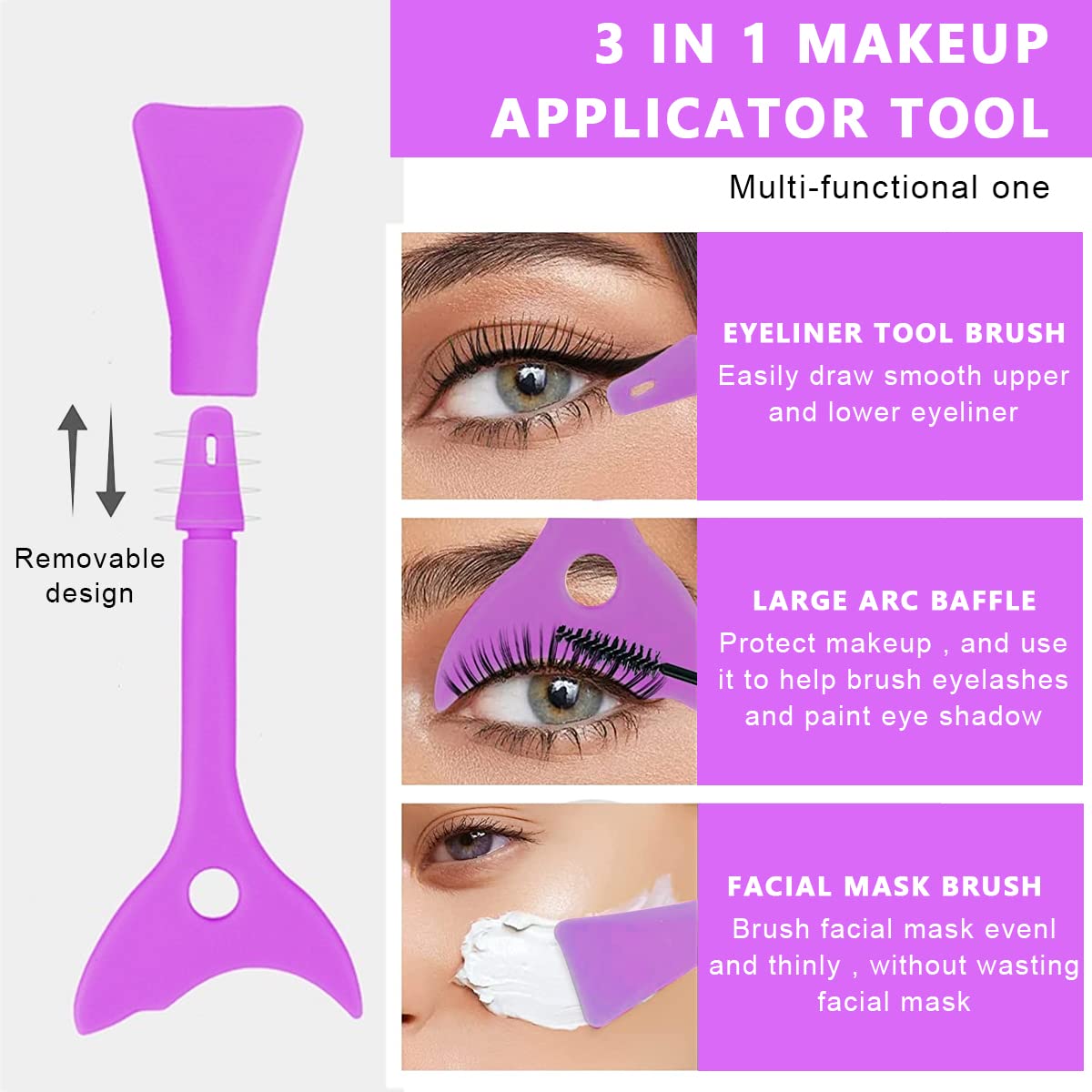 MAYCREATE® 3-in-1 Silicone Mascara Shield & Eyeliner Applicator - Reusable Detachable Eyelash Guard for Perfect Makeup Application | Ideal for Home, Travel & Professional Makeup Artists
