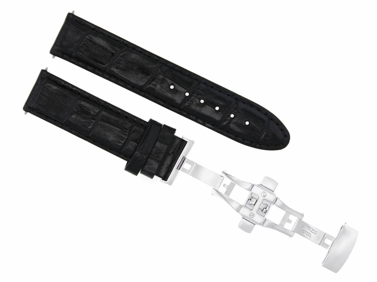 Premium 18mm Genuine Leather Watch Band Strap - Compatible with Breitling Pilot & Colt Watches - Black #7 - Perfect for Business, Casual Wear & Aviation Enthusiasts