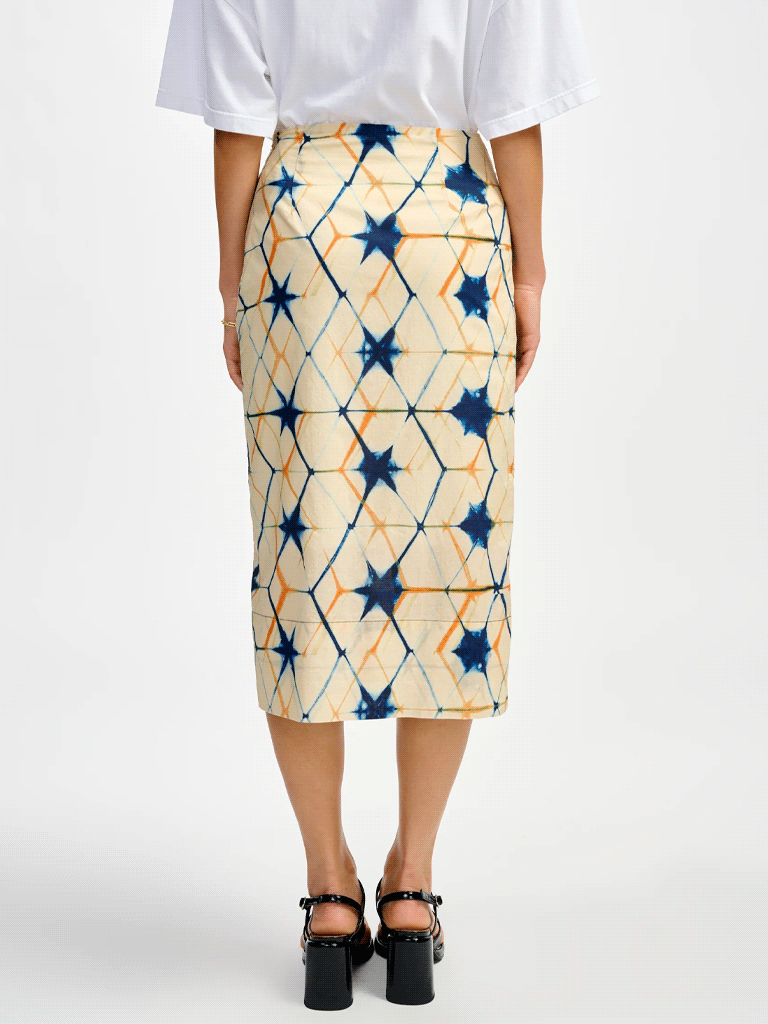 Bellerose Women's Anemone Skirt - Floral Print, Ecru Blue & Orange - Perfect for Casual Outings, Beach Vacations & Summer Dresses