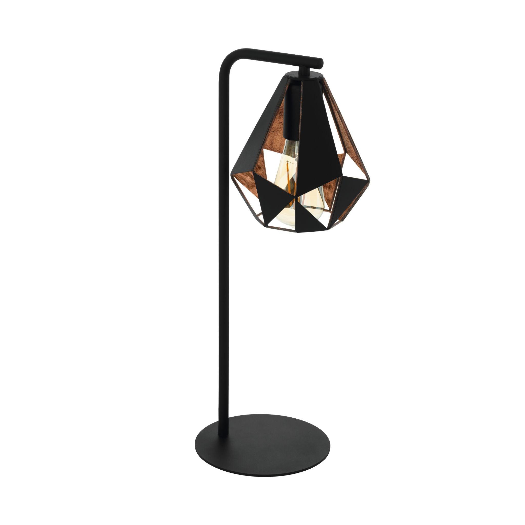 Eglo Carlton 4 Light Geometric Table Lamp - Modern Black & Copper Finish - Perfect for Living Room, Bedroom or Office Decor