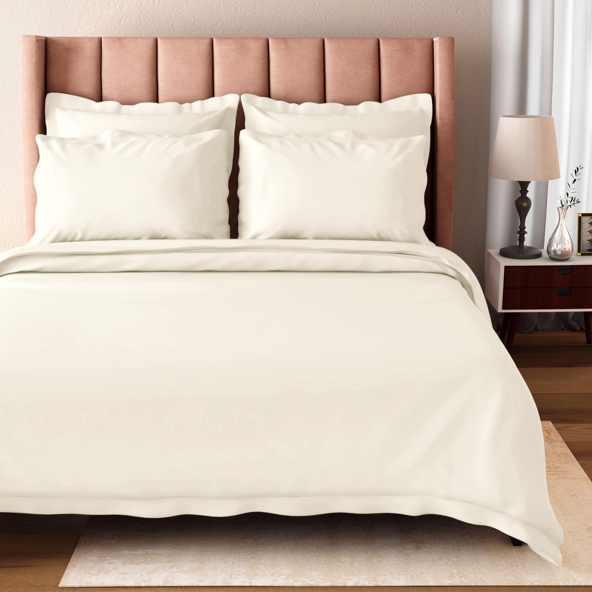 BIOWEAVES 100% Organic Cotton Twin/Twin XL Duvet Cover Set - 2-Piece 300 Thread Count Sateen Weave, GOTS Certified Comforter Cover with Button Closure & 1 Pillow Sham - Natural (66x90 inches) - Perfect for Bedroom, Guest Room & Dorm Decor