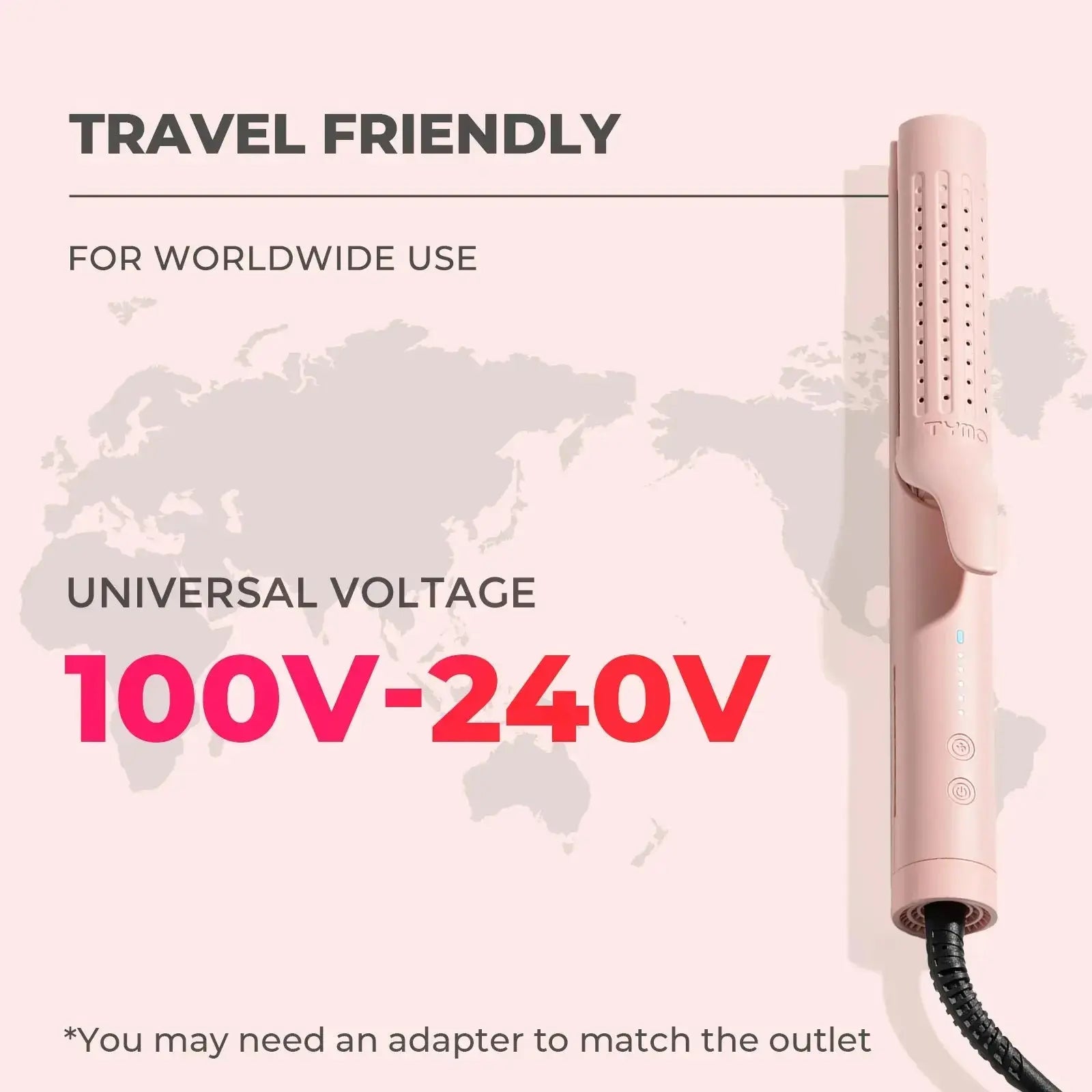 TYMO Airflow Pink Hair Dryer - Professional Ionic Blow Dryer for Fast Drying & Frizz Control - Perfect for Home, Salon & Travel Use