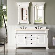 **Brookfield 60-Inch Double Vanity with 3CM Eternal Marfil Quartz Top - Bright White Bathroom Vanity for Modern & Luxury Home Decor - Perfect for Master Bathrooms & Guest Suites**
