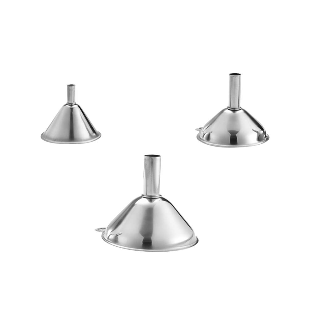 3-Piece Stainless Steel Kitchen Funnels Set - Durable Household Filling Funnels for Cooking, Baking, Oil Transfer & DIY Projects