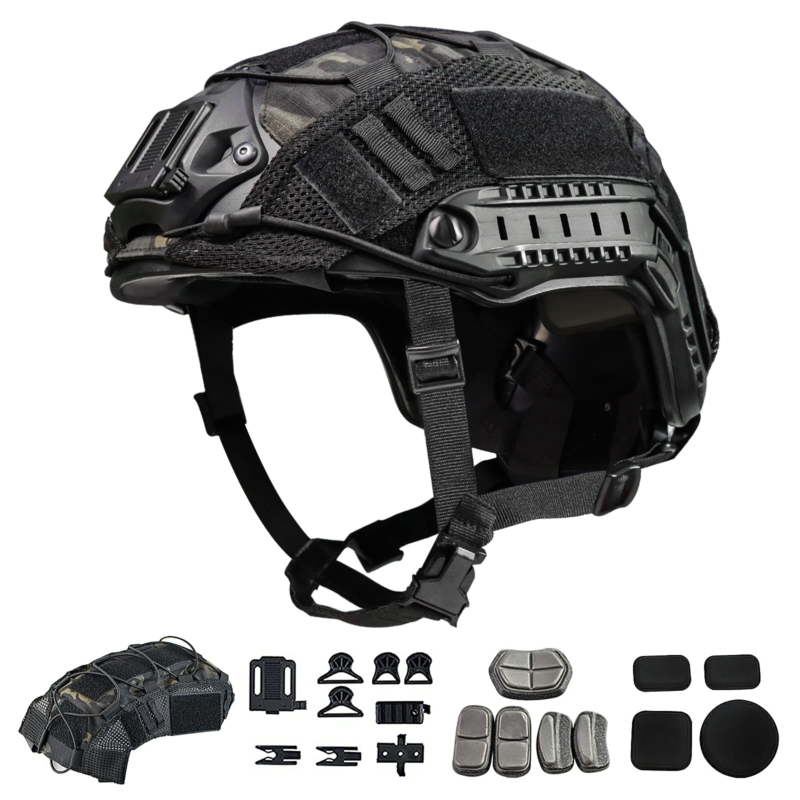 TacSnake Tactical Airsoft Paintball Fast Helmet with Removable Cover - PJ Style Military Helmet with NVG Mount for Airsoft, Paintball & Outdoor Activities