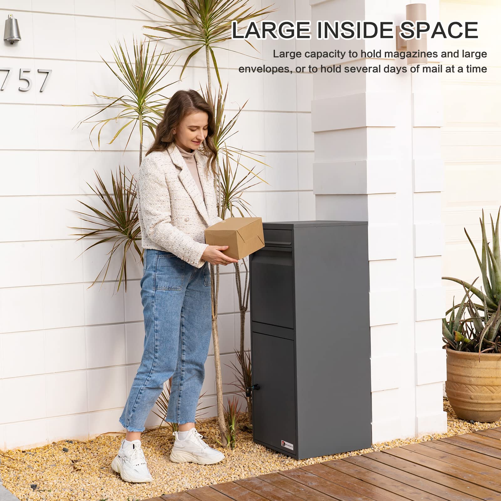 Extra Large Waterproof Outdoor Storage Box for Packages - Secure Locking Drop Box 16.73