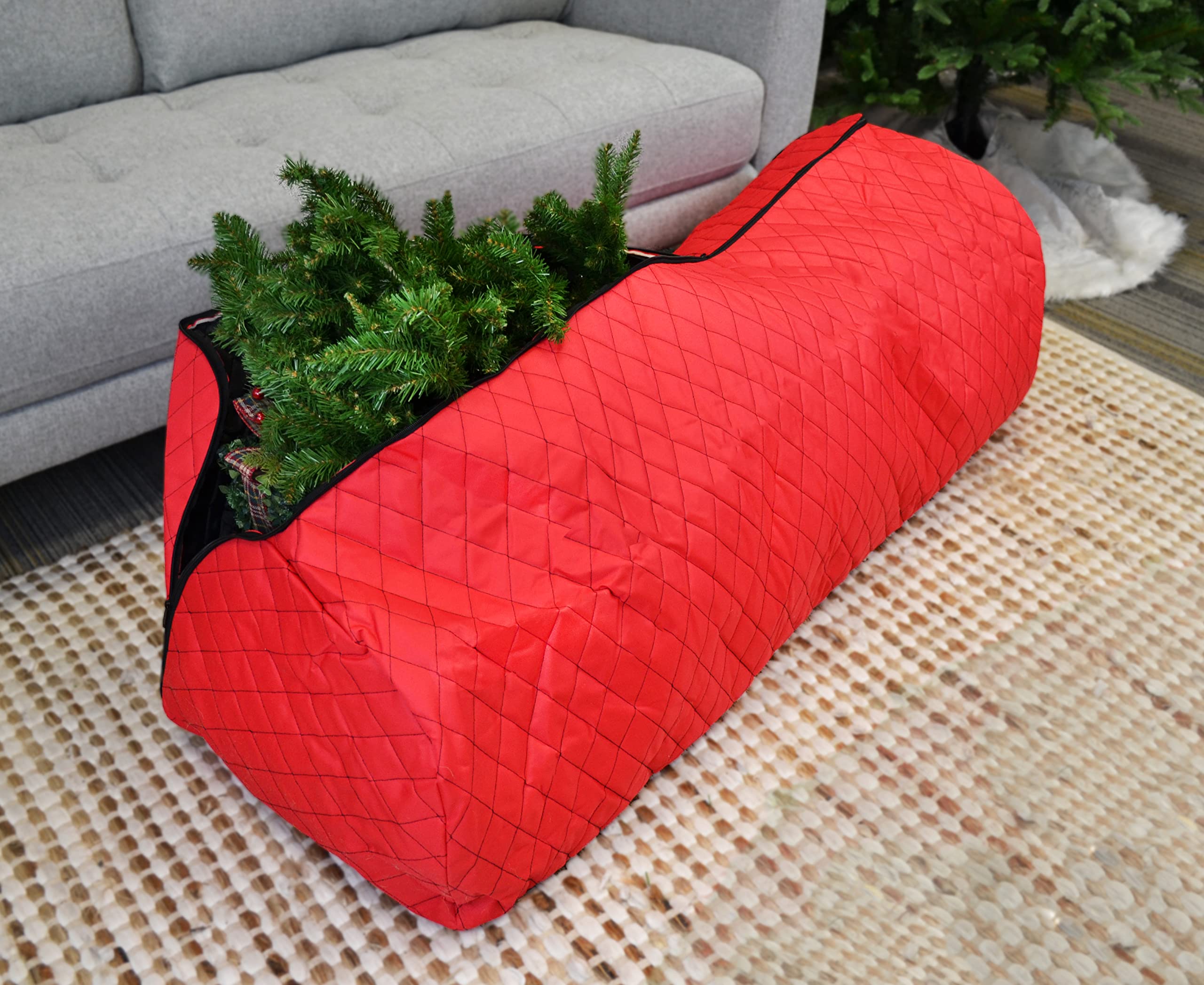 Premium 9ft Quilted Rolling Christmas Tree Storage Bag - Heavy Duty Holiday Organizer for Artificial Xmas Trees | Perfect for Attic, Garage & Seasonal Storage