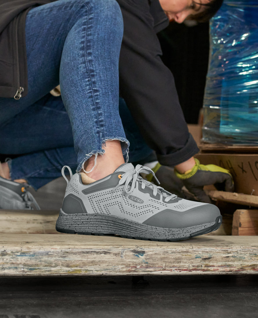 Sparta 2 ESD Aluminum Toe Safety Shoes for Women - Drizzle/Papaya | Slip-Resistant Work Boots for Electricians & Industrial Workers