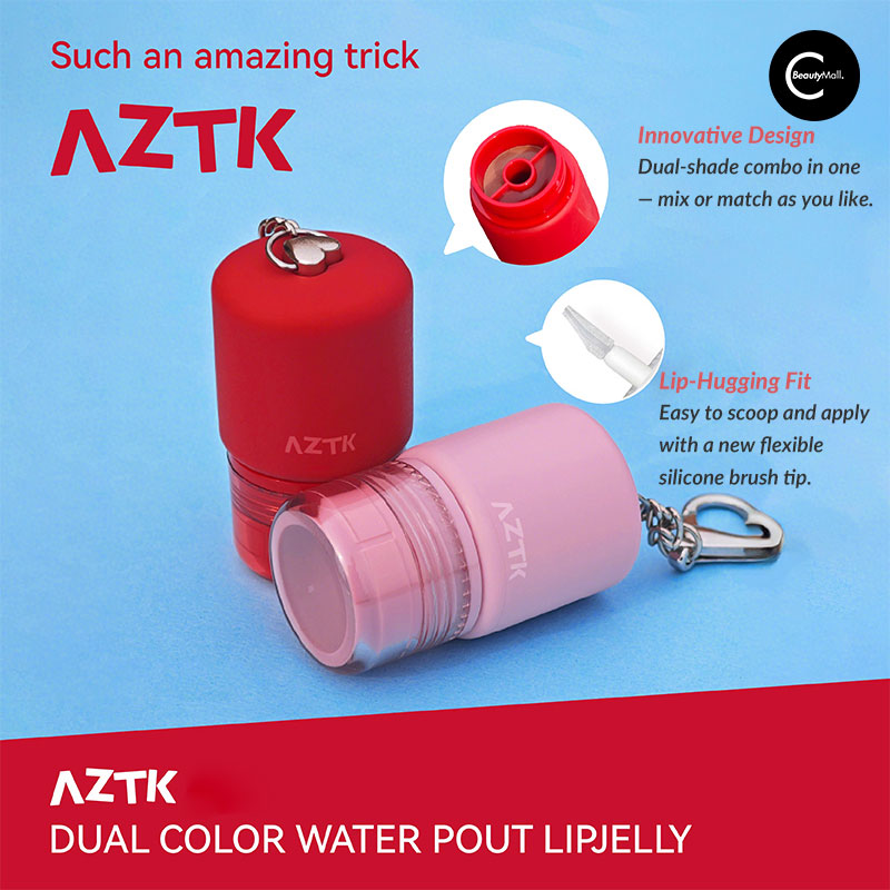 AZTK On The Go Dual Color Lip Jelly - Long Lasting Moisturizing Lip Gloss for Women, Perfect for Daily Wear & Night Out Makeup