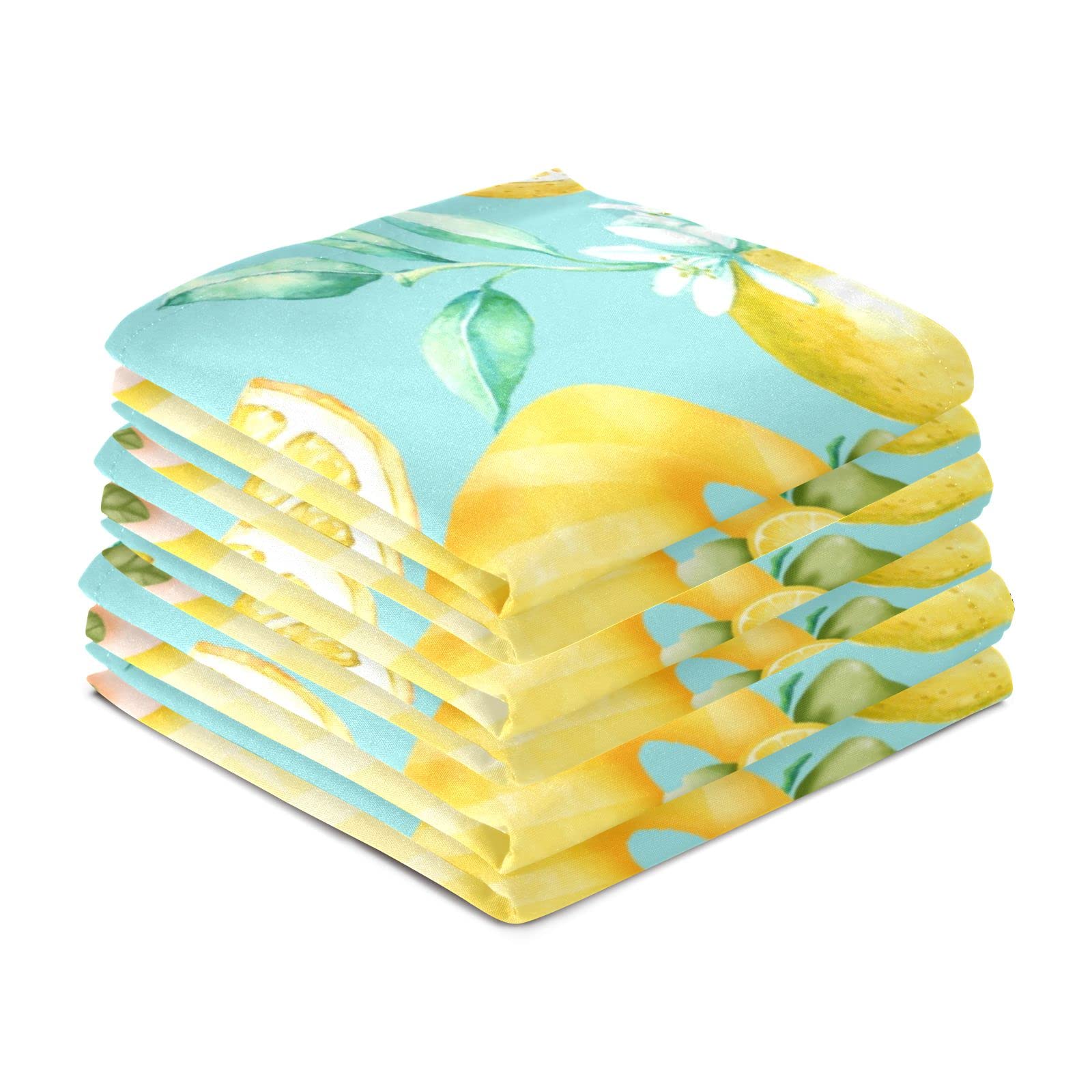 Gnome Lemon Teal Yellow Kitchen Towels Set of 4 - Super Absorbent Microfiber Dish Towels for Farmhouse Decor | Quick-Dry Hand Towels & Dishcloths for Kitchen Cleaning, Cooking & Hosting
