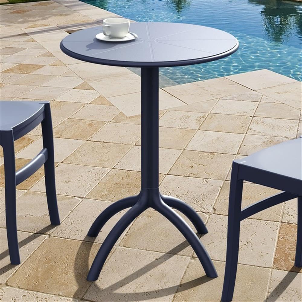 Commercial-Grade Dark Gray Octopus Round Patio Bistro Table - Durable Outdoor Dining & Cafe Furniture for Restaurants, Bars, and Garden Decor