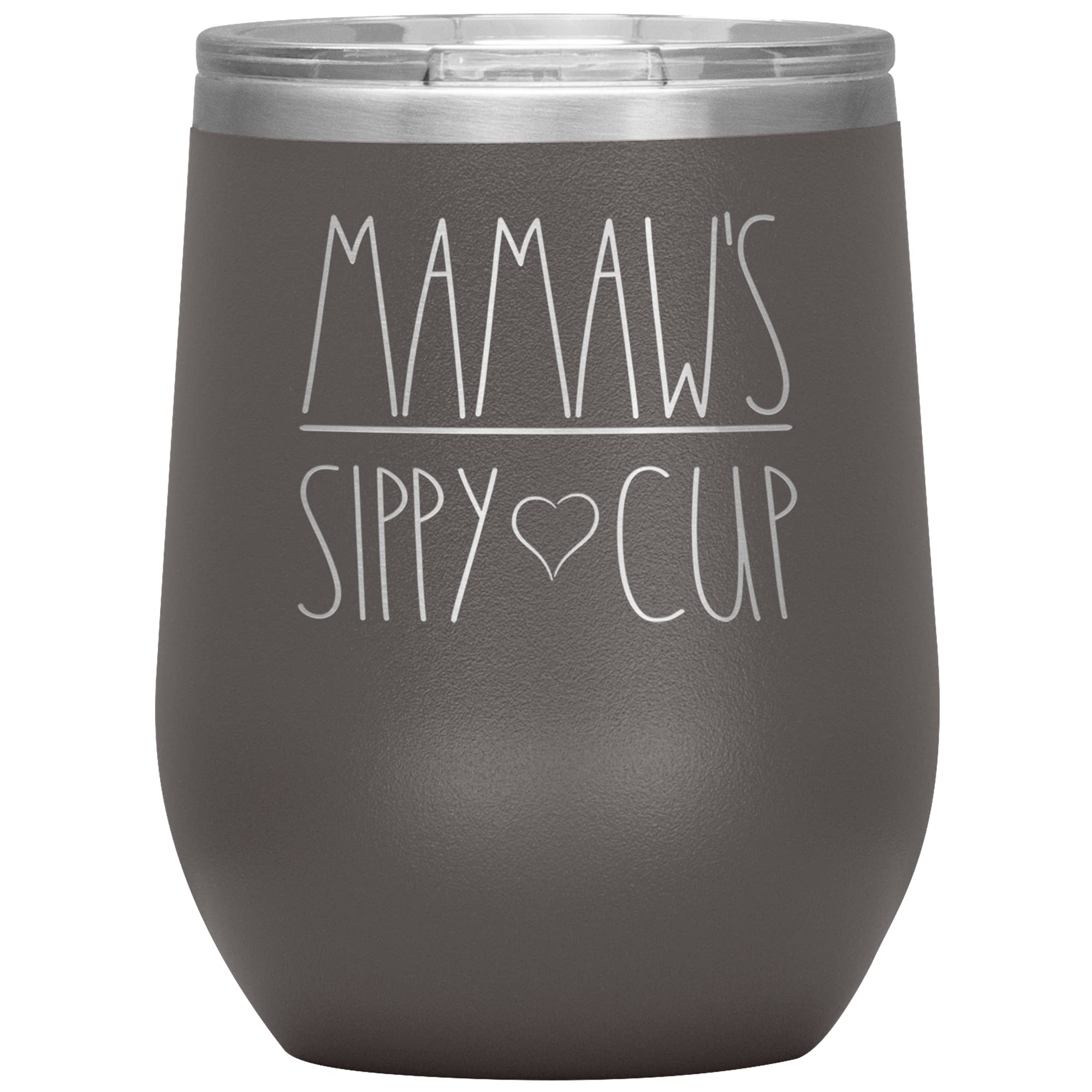 12Oz Mamaw's Sippy Cup Wine Tumbler with Lid - 12 Color Options for Mamaw, Grandma Gifts, Birthday Present - Perfect for Wine Tasting, Mother's Day, Family Gatherings & Everyday Use (Pewter)