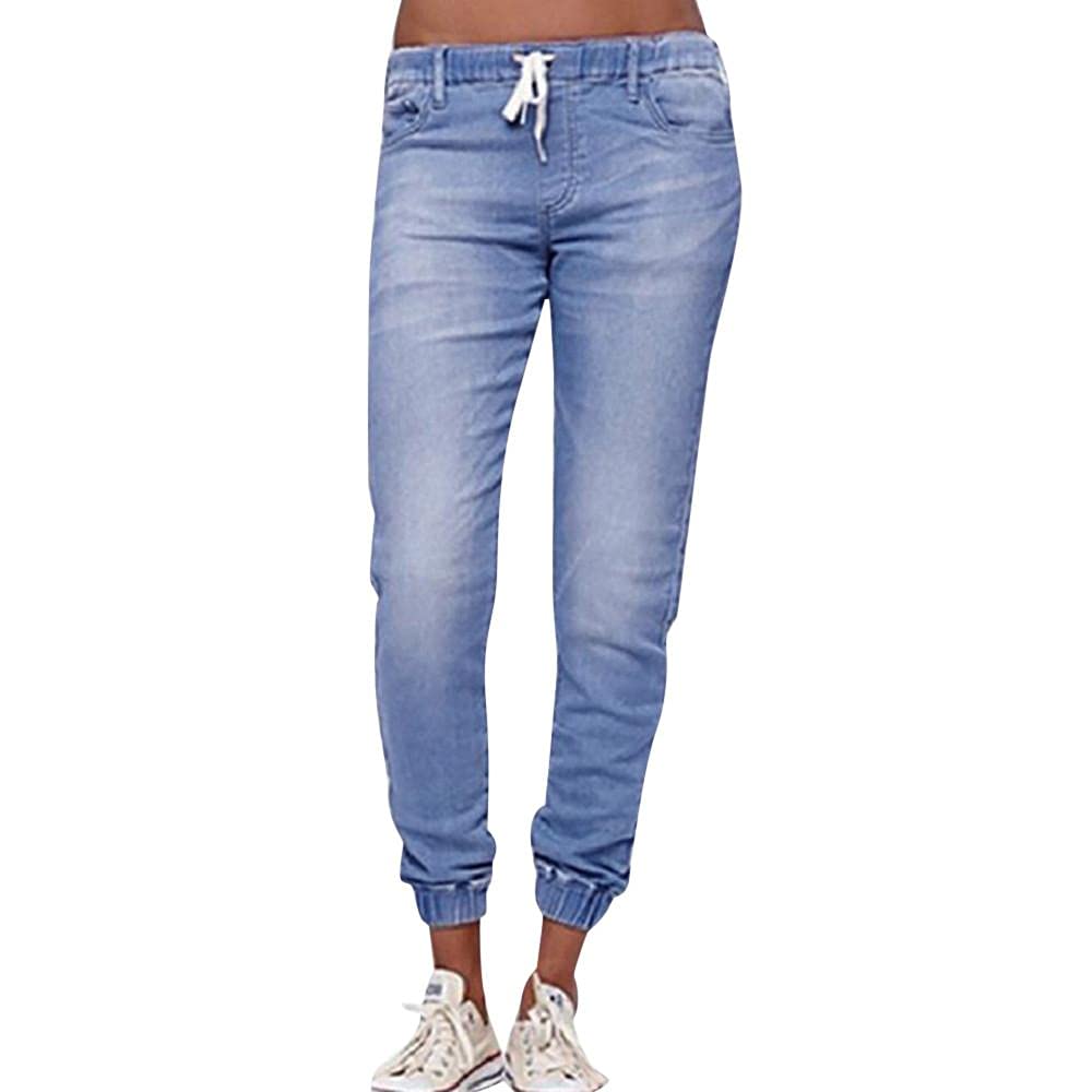 Stylish Women's Stretch Denim Jeans - High Waisted Loose Cropped Casual Pants with Drawstring for Plus Size & Tall | Perfect for Autumn Outfits & Everyday Wear