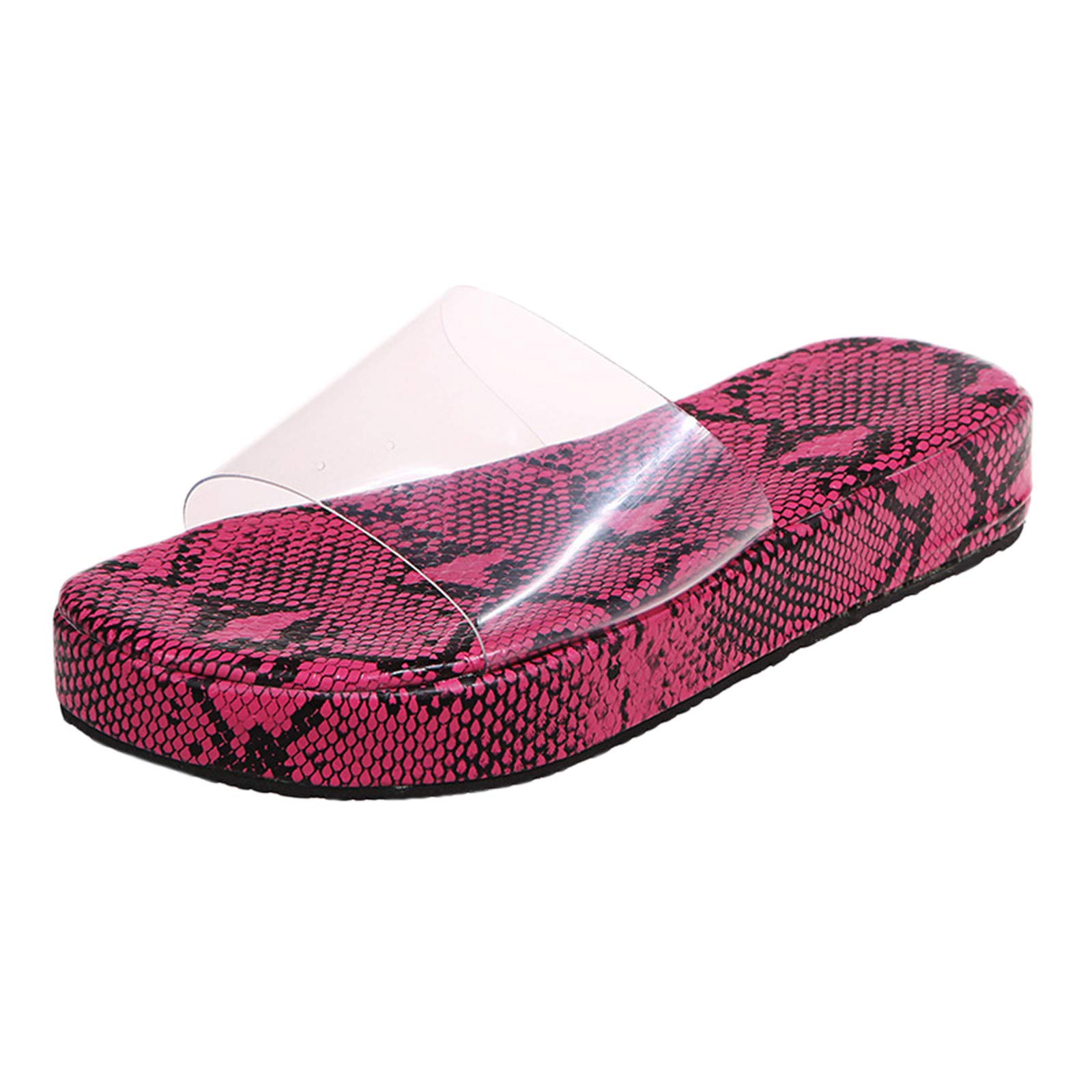 Women's Fashion Casual Transparent Snakeskin Wedge Sandals - Breathable Beach Slippers for Outdoor Summer Walking, Vacation & Poolside Relaxation