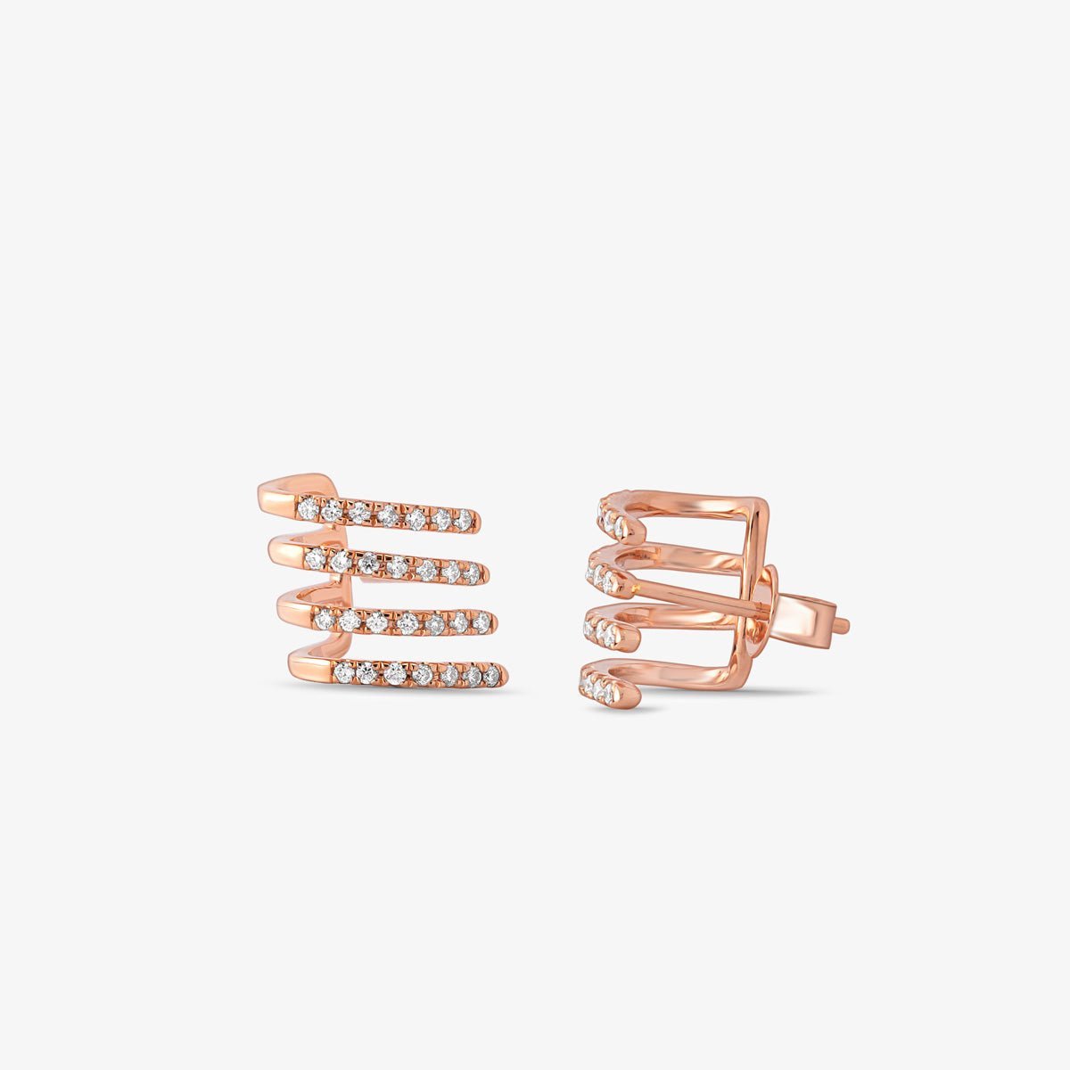 14K Yellow Gold Diamond Multi Huggie Illusion Stud Earrings for Women - Perfect for Everyday Wear, Parties & Special Occasions