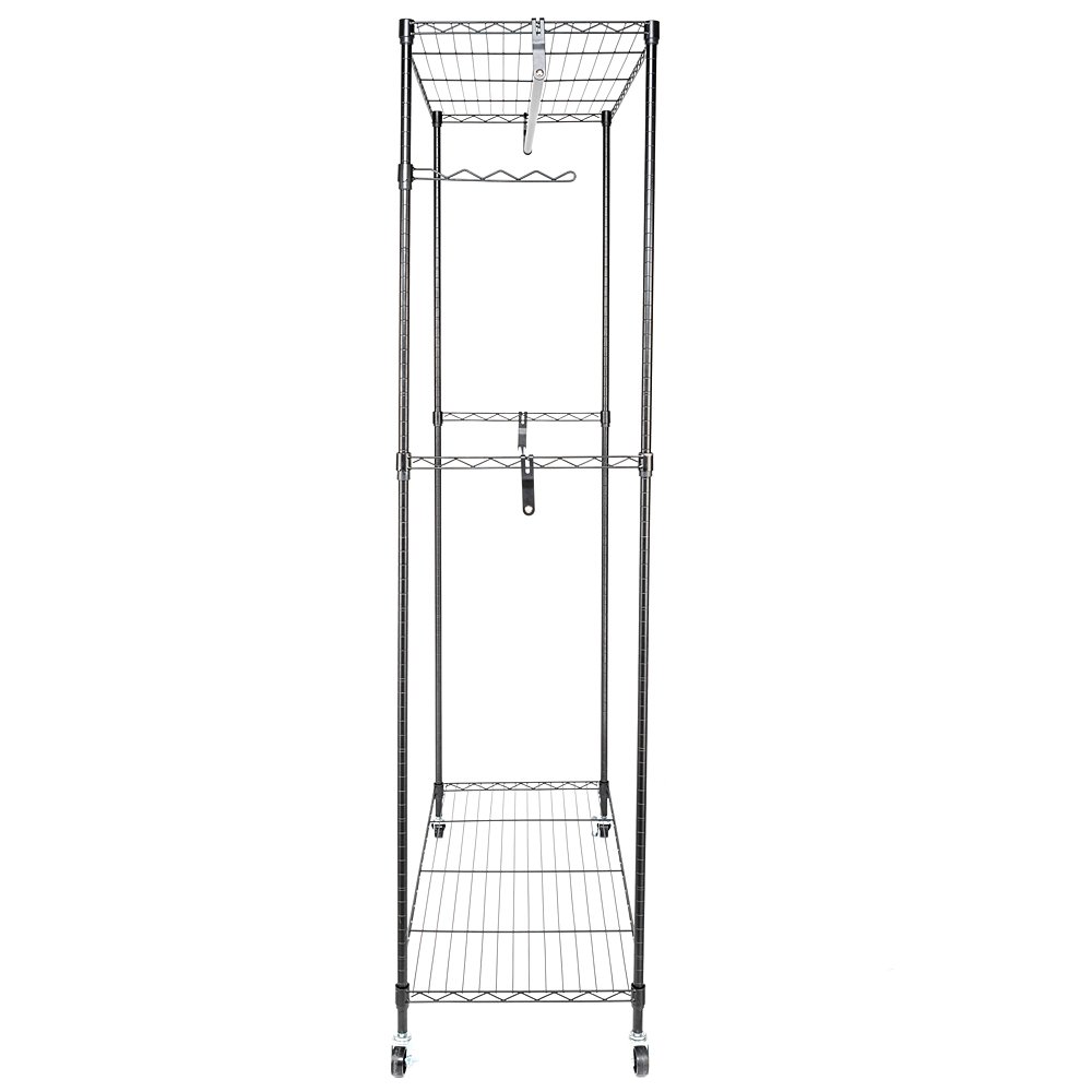 Heavy Duty GT4-LY Closet Organizer Garment Rack with Shelves - Sturdy Clothes Hanger & Storage Solution for Bedroom, Laundry Room, or Walk-in Closet