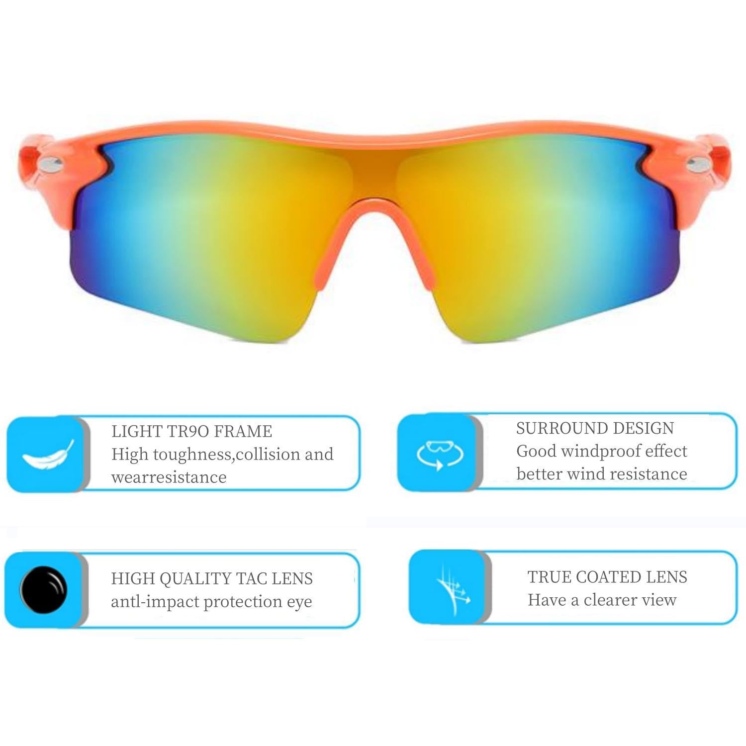 4 Pack Windproof Sport Sunglasses for Winter - UV Protection Cycling & Hiking Goggles for Men Women - Perfect for Outdoor Activities, Running, Skiing & Mountain Climbing