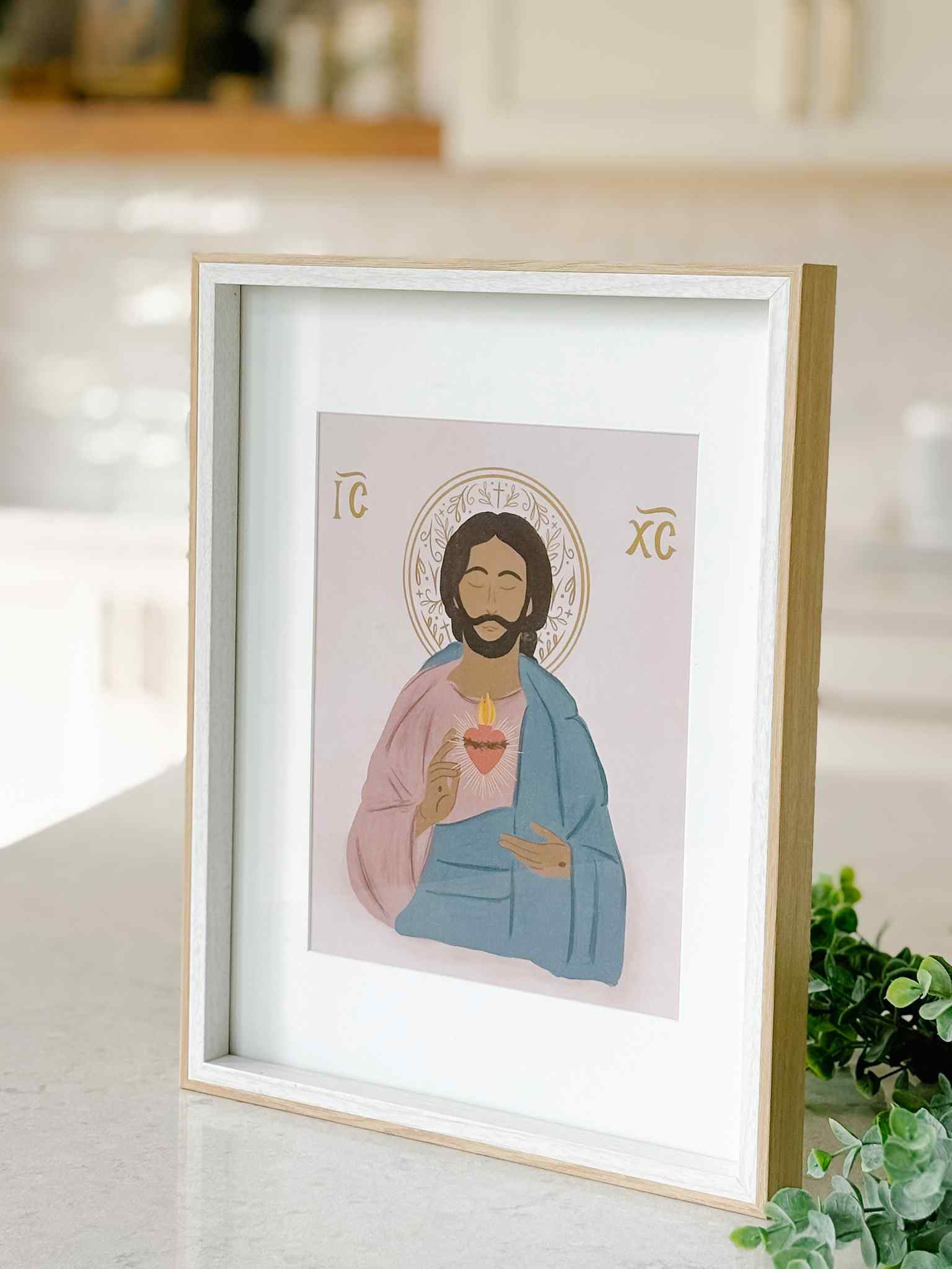 Sacred Heart of Jesus Icon Wall Art Print - Religious Home Decor for Church, Prayer Room & Christian Gifts