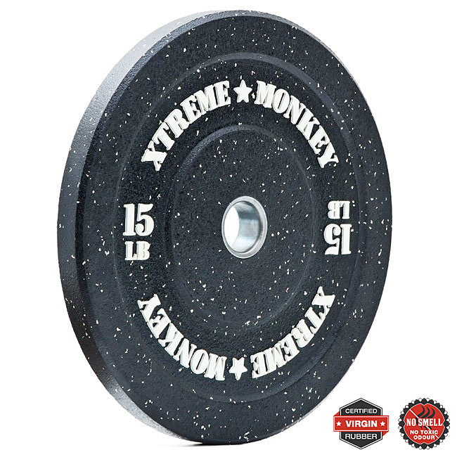XM FITNESS 15lbs Crumb Rubber Bumper Plate - Olympic Weight Plate for CrossFit, Powerlifting & Home Gym Workouts