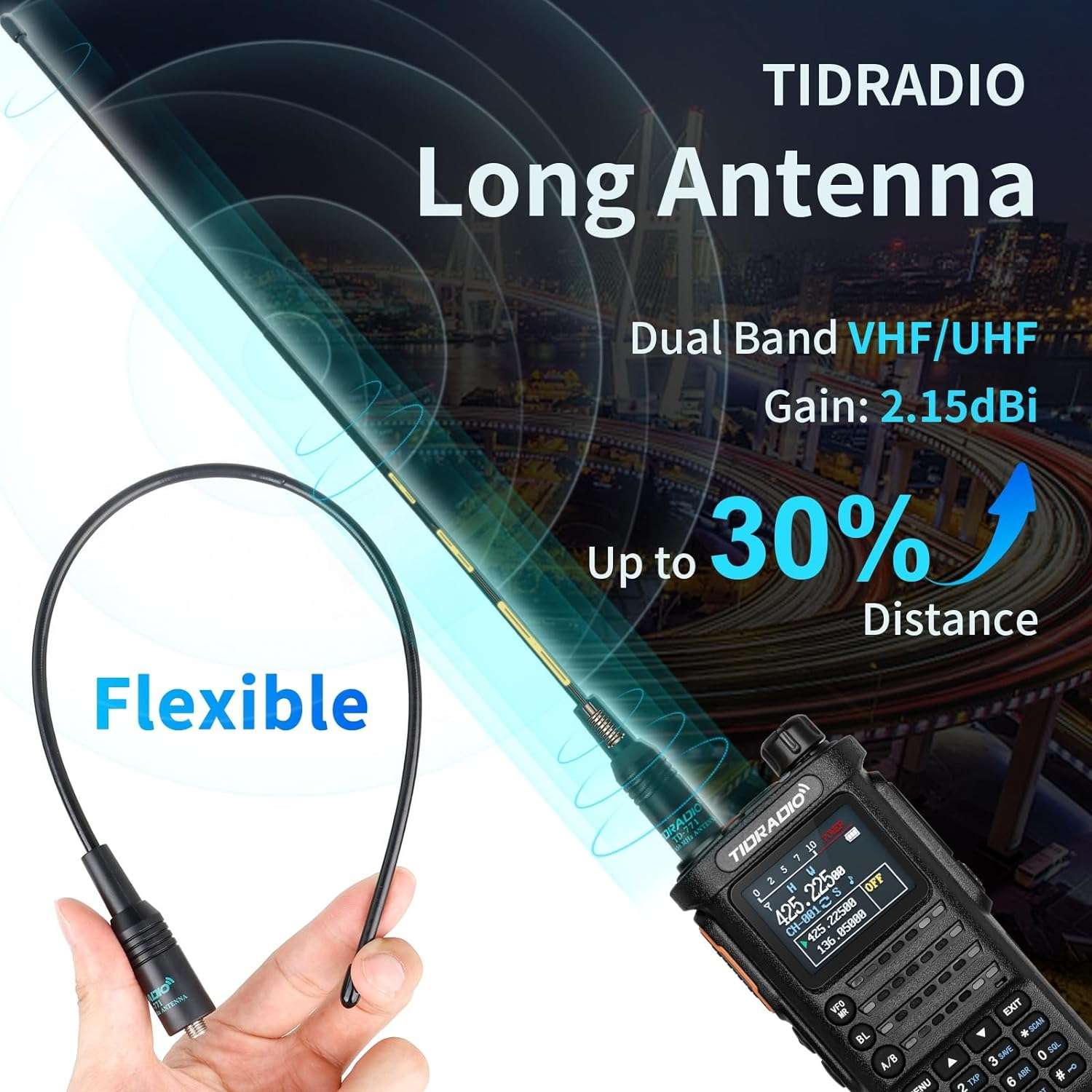 2nd Gen TD H8 Two-Way Radio with Spare Battery, Upgraded Microphone & 771 Antenna - Long Range Walkie Talkie for Outdoor Adventures, Construction Sites, and Emergency Communication