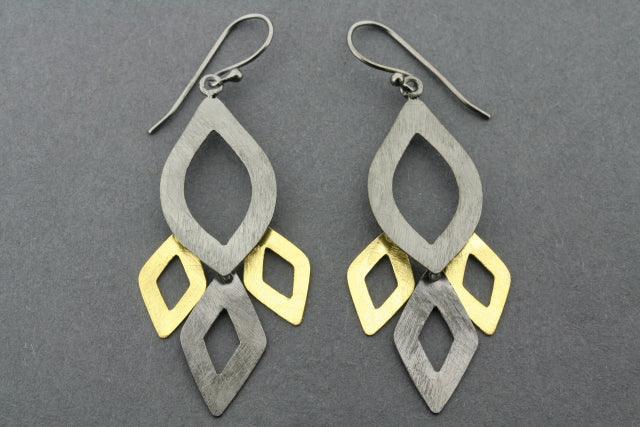 Hakea Drop Earrings - Gold Plated & Oxidized Sterling Silver Dangle Earrings for Women | Perfect for Parties, Weddings & Everyday Wear