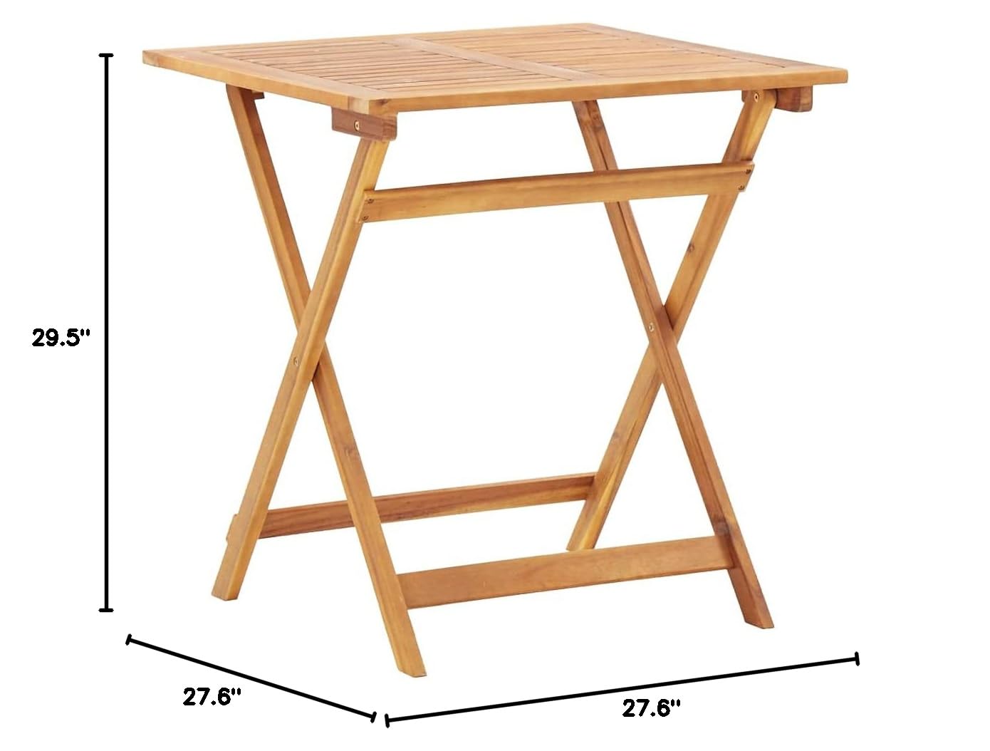 Outdoor Folding Garden Table 27.6x27.6x29.5 Inch Solid Acacia Wood - Patio, Backyard & Lawn Furniture for Dining, Relaxing & Entertaining (Fast Delivery)
