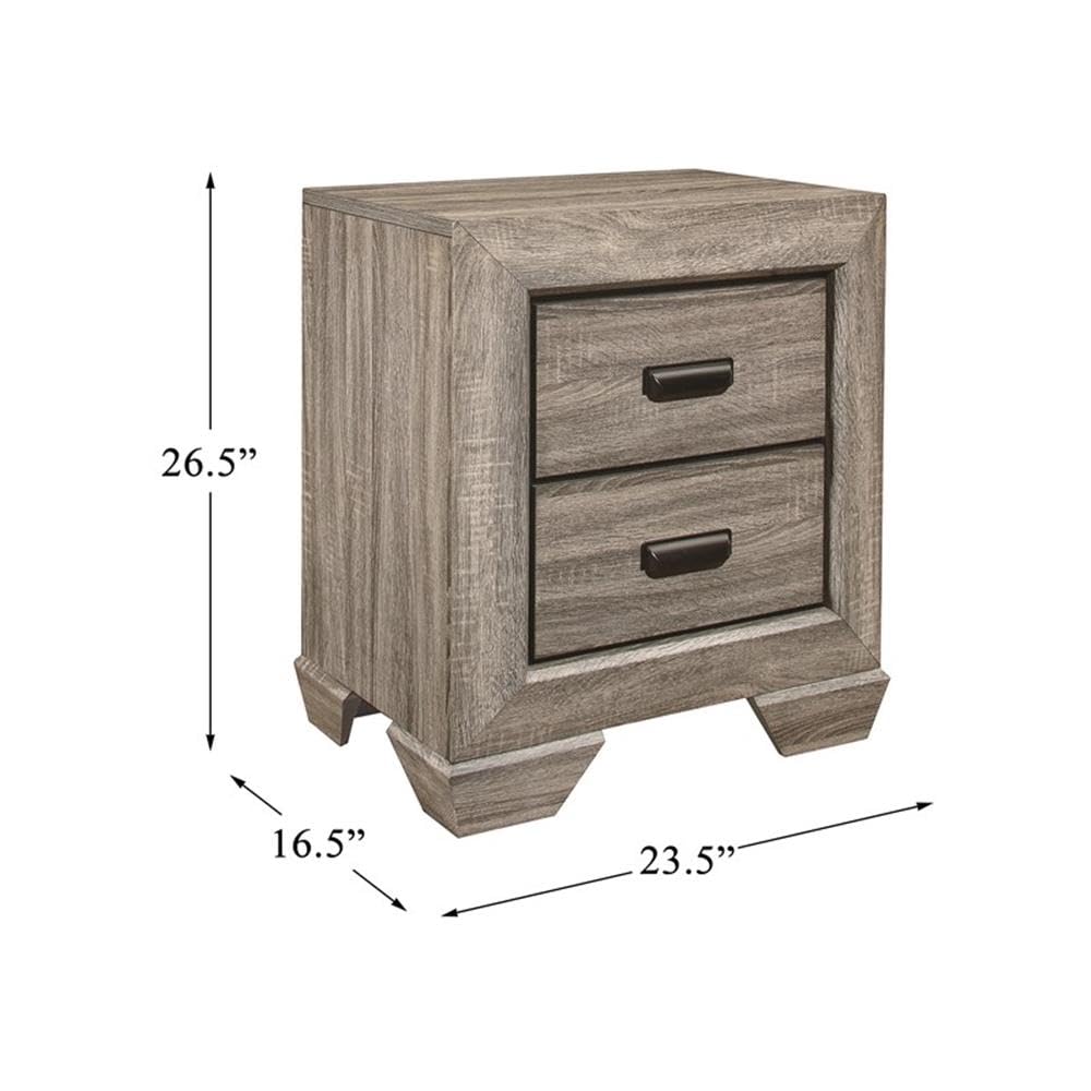Homelegance Beechnut Contemporary Rustic 2-Drawer Nightstand in Light Elm & Black - Perfect for Bedroom, Guest Room, or Small Space Storage