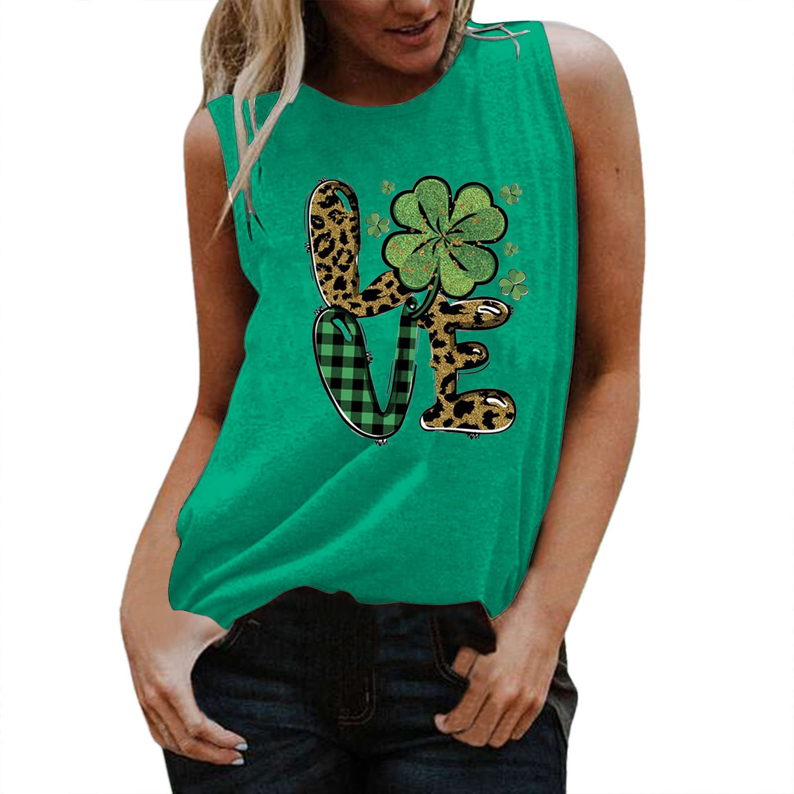 MKHSQHDG Women's St. Patrick's Day Graphic Tank Tops - Sleeveless Summer Tee Shirts with Letter Print | Perfect for Parties, Festivals & Casual Outfits