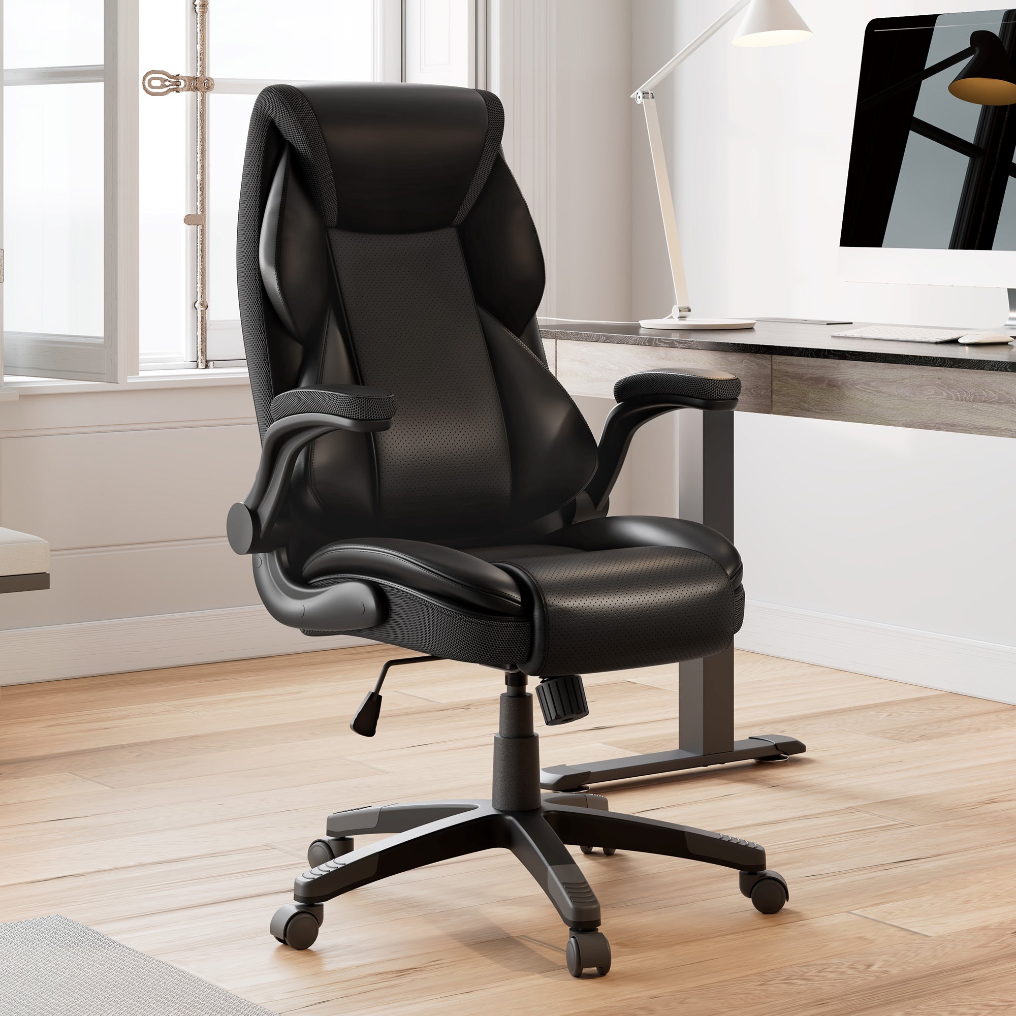 Galene Faux Leather Office Chair - Ergonomic Executive Desk Chair with Adjustable Height & Lumbar Support - Perfect for Home Office, Gaming & Workspace
