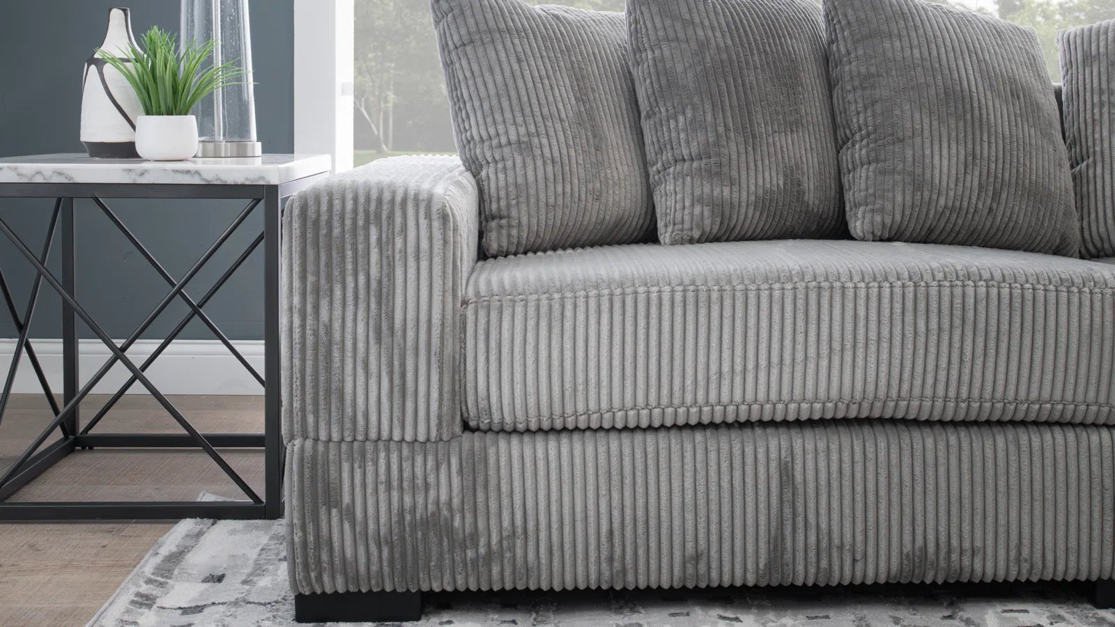 2-Piece Corduroy Sectional Sofa Set - Modern Velvet Living Room Couch with Chaise | Comfortable L-Shaped Sofa for Small Spaces, Apartments & Cozy Home Decor