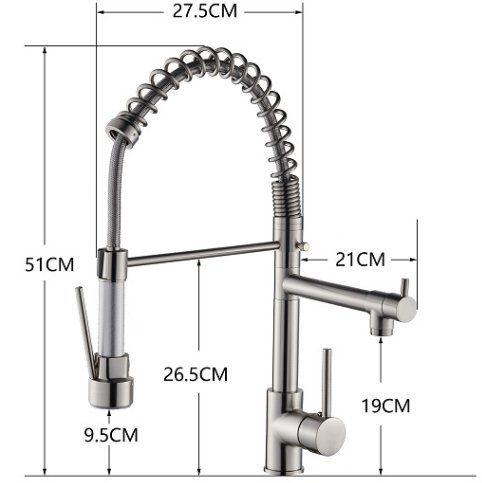 Brushed Nickel Single Handle Kitchen Sink Faucet with Pull Down Sprayer for Modern Kitchens