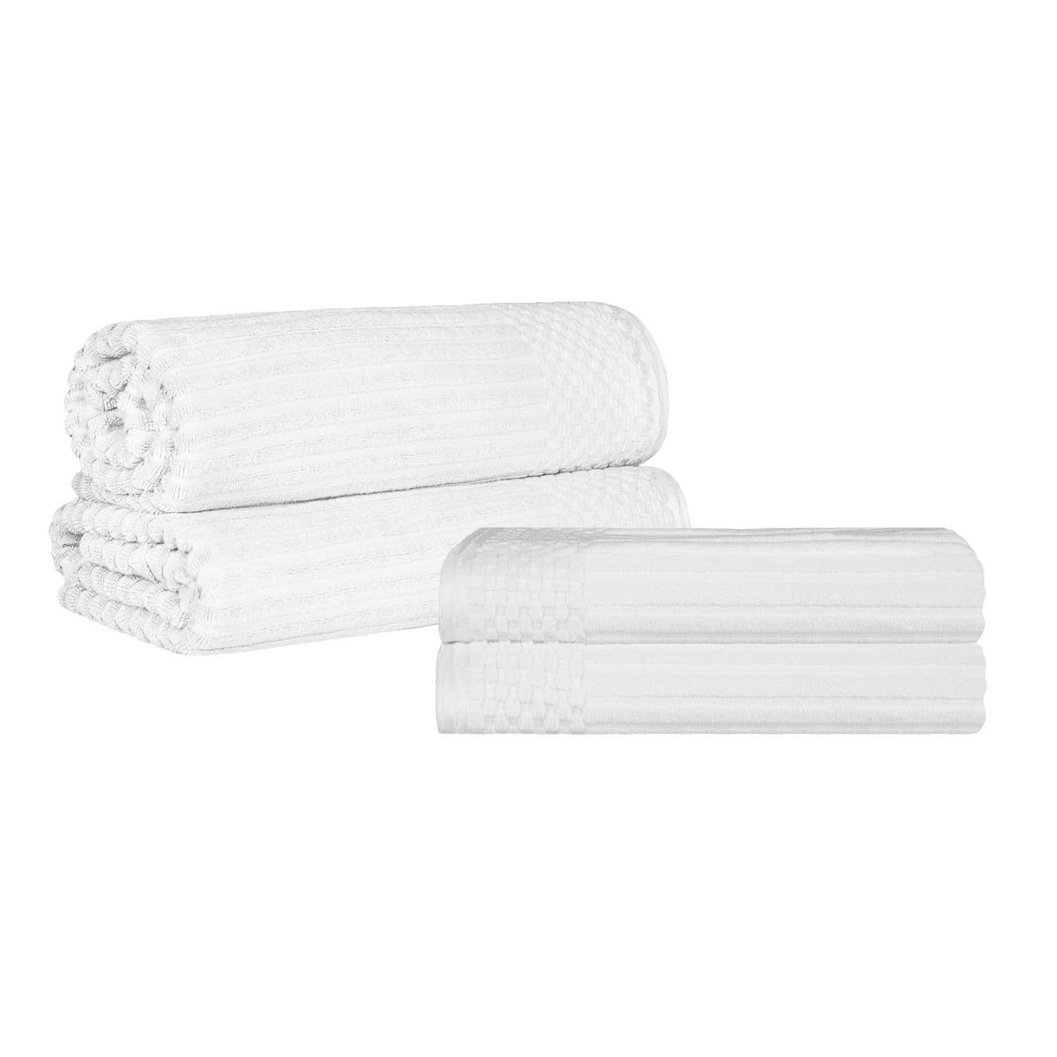 Premium Soho Ribbed Textured Cotton Bath Towel Set - Ultra Absorbent & Quick Dry - Luxury Spa & Bathroom Towels for Hotel, Home, Gym Use
