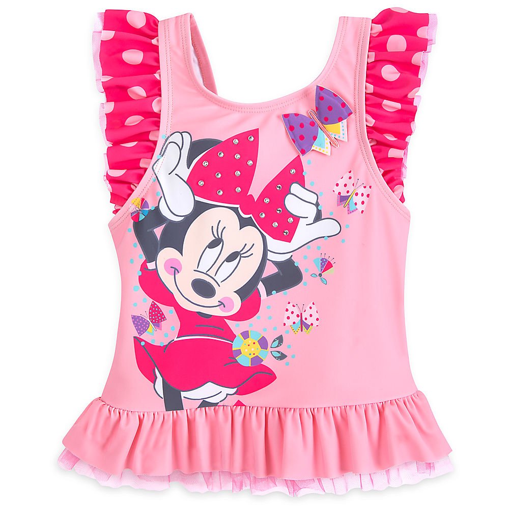 Minnie Mouse Deluxe Swimsuit for Girls - Cute Disney Swimwear for Toddler & Kids - Perfect for Pool, Beach & Summer Water Play