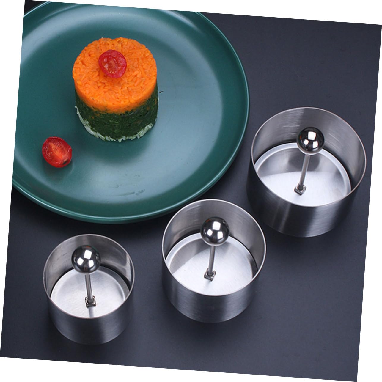 Premium 304 Stainless Steel Rice Ball Maker - Round & Cylinder Sushi Mold for Onigiri, Cakes, and Baking | Adjustable Rice Shaper for Perfect Homemade Sushi, Rice Balls & Desserts | Ideal for Meal Prep, Bento Boxes & Japanese Cuisine