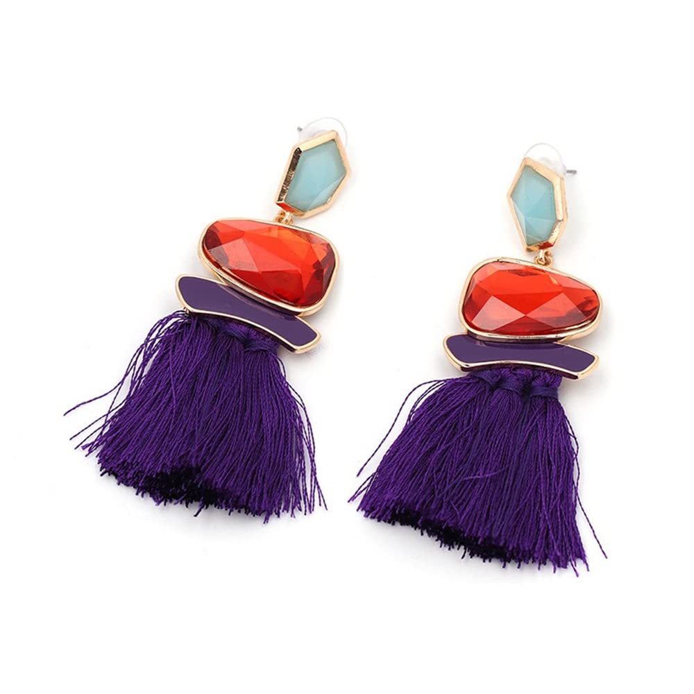 Vintage Boho Drop Dangle Earrings for Women - Long Tassel Statement Earrings with Heart & Leaf Design, Alloy National Style Jewelry | Perfect for Parties, Weddings & Bohemian Fashion