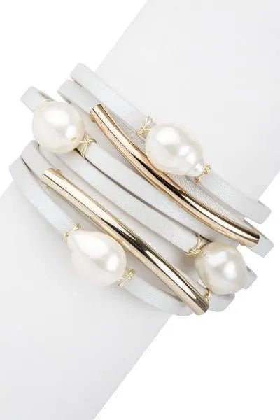Achai Pearl Double Wrap Leather Bracelet for Women - Elegant Boho Handmade Jewelry Gift for Her - Perfect for Weddings, Parties & Everyday Wear