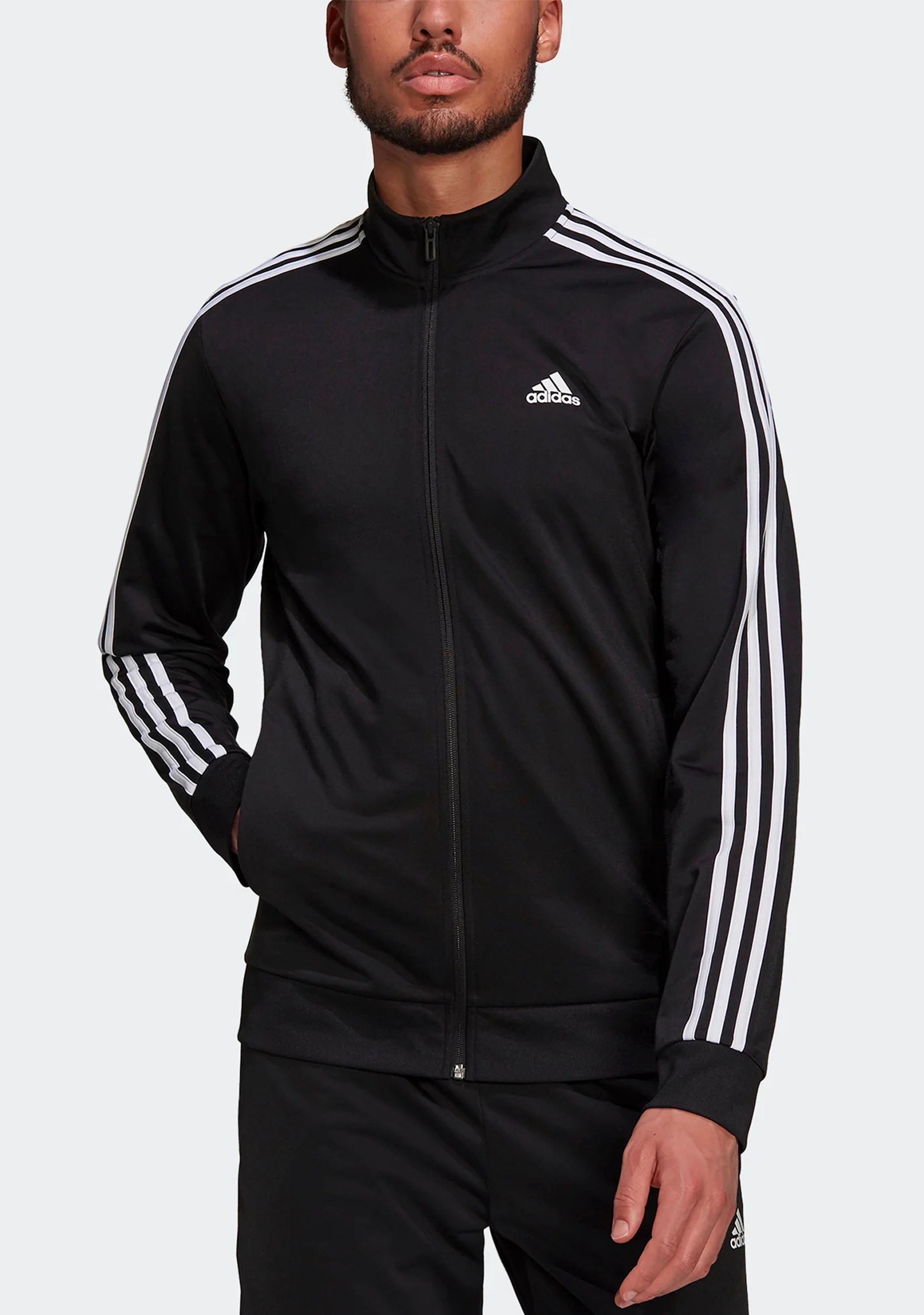 Adidas Men's Warm Up Tricot Jacket - Black | Lightweight Running Jacket for Training & Gym | Perfect for Jogging, Workouts & Outdoor Sports