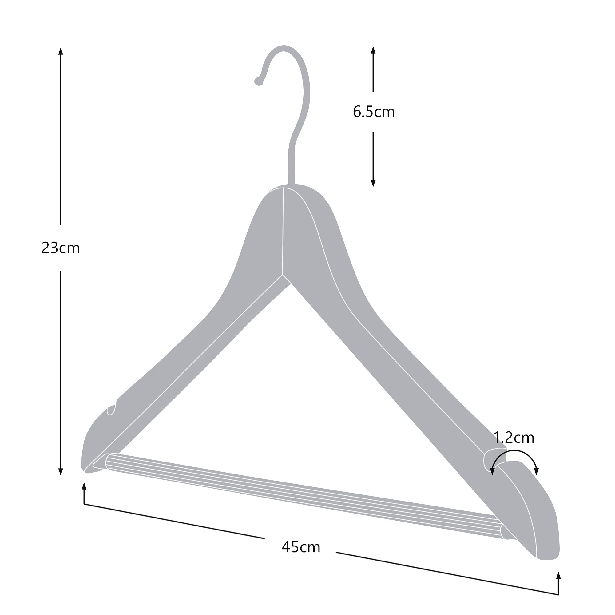 HANGERWORLD 10 Pack Natural Wooden Clothes Hangers 45cm with Non-Slip Trouser Bar - Perfect for Wardrobe, Closet Organization & Garment Storage