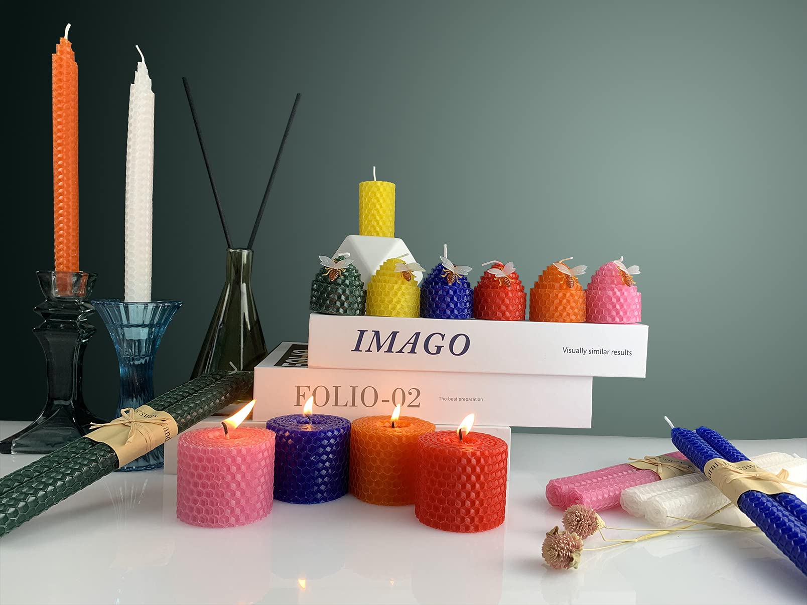 Bulk Beeswax Candles Set of 24 - Dripless Unscented for Home Decor