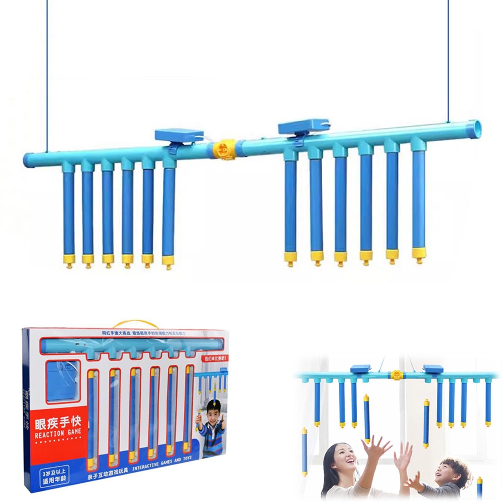 Fast Reaction Training Stick Game - Hand Speed Challenge & Reflex Coordination Toy - Adjustable Drop Stick Poles for Kids & Adults (Double Version) - Perfect for Family Fun, Parties & Brain Training