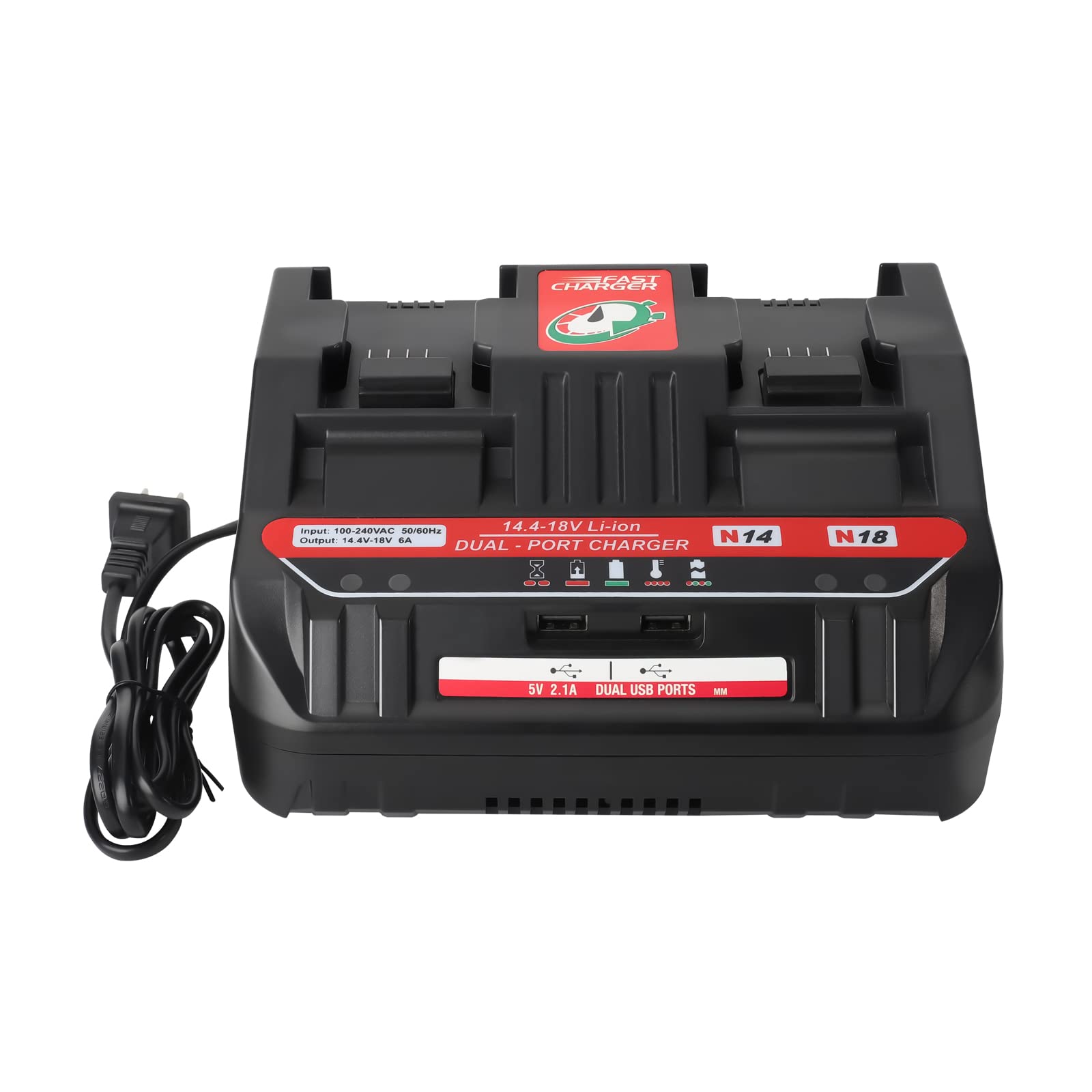 YEX-BUR 2-Port Fast Charging Station for Milwaukee 18V Lithium Batteries - Dual USB Ports Rapid Charger - Perfect for Power Tools, DIY Projects & Job Sites