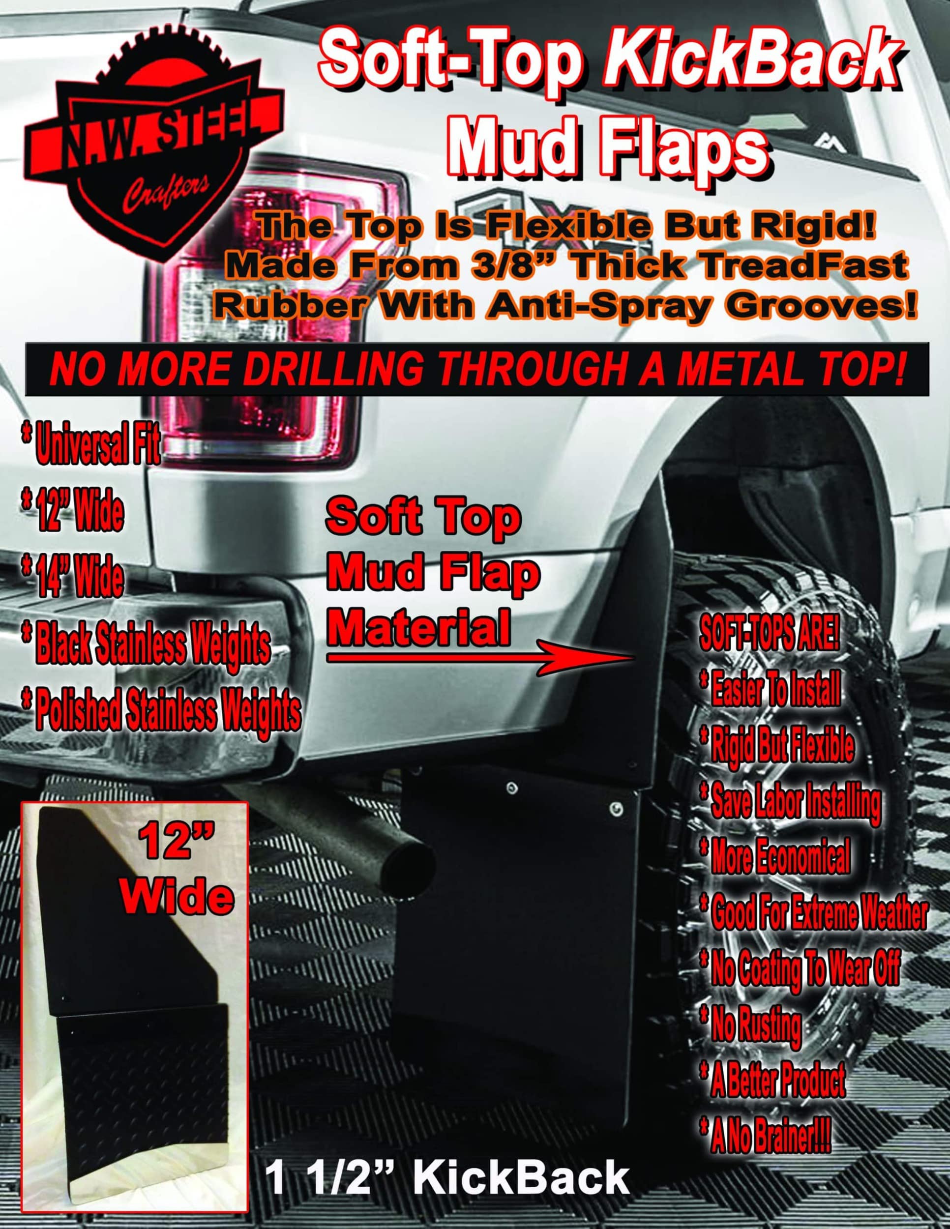 Universal SoftTop KickBack Mud Flaps 14