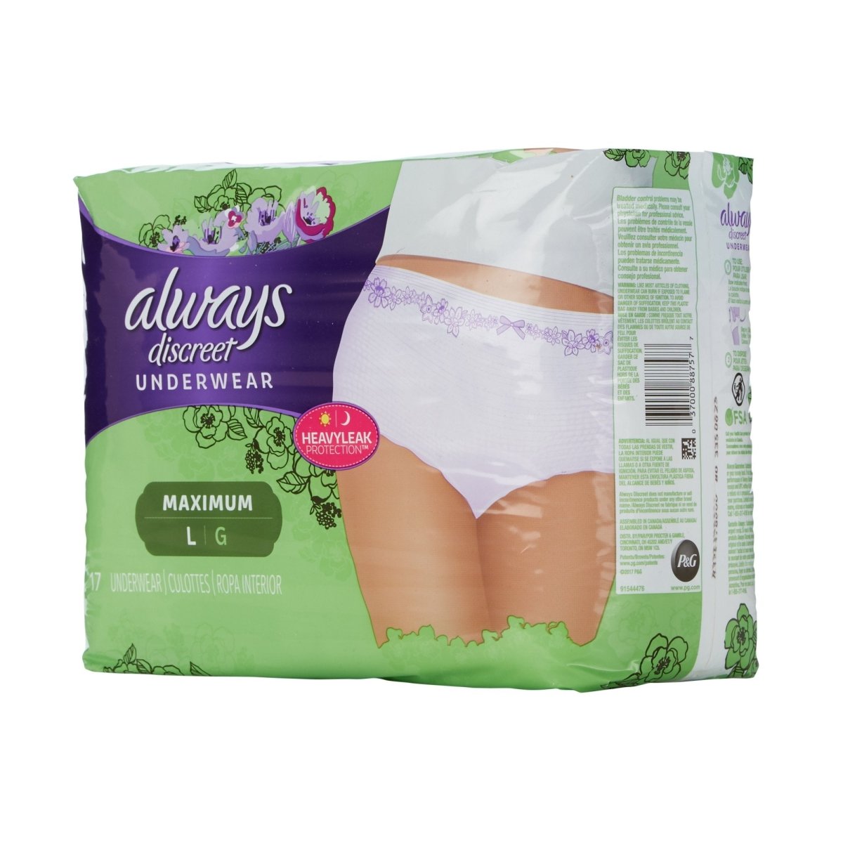 Always Discreet Maximum Absorbent Underwear for Women - Incontinence Protection, Leakproof & Odor Control - Comfortable & Breathable for Day & Night Use - Ideal for Active Lifestyles, Travel & Postpartum Care